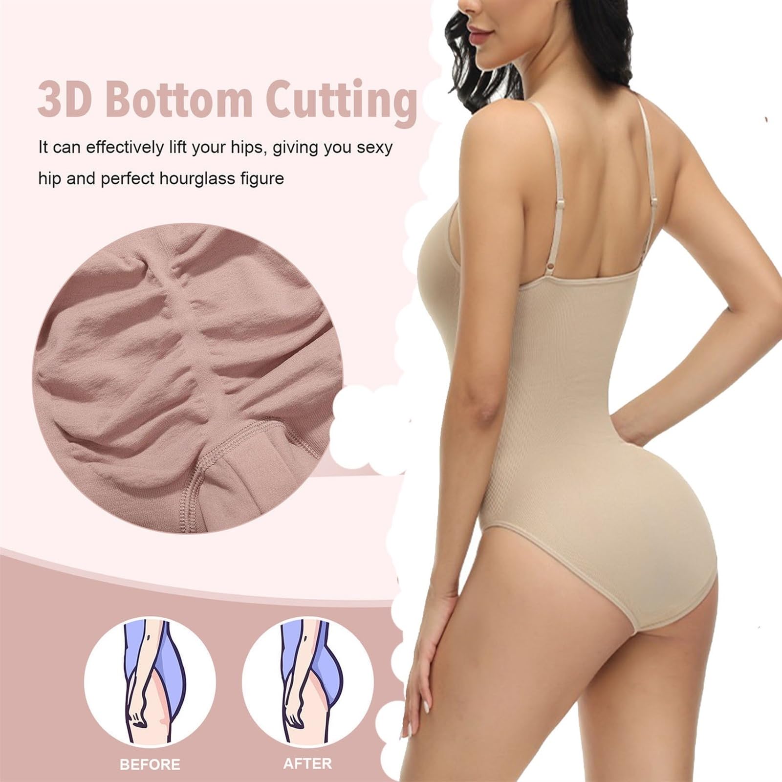 MOCHAMIK Body Shapewear dla kobiet Stringi wyszczuplają brzuch, bezszwowe bluzki z odkrytymi plecami