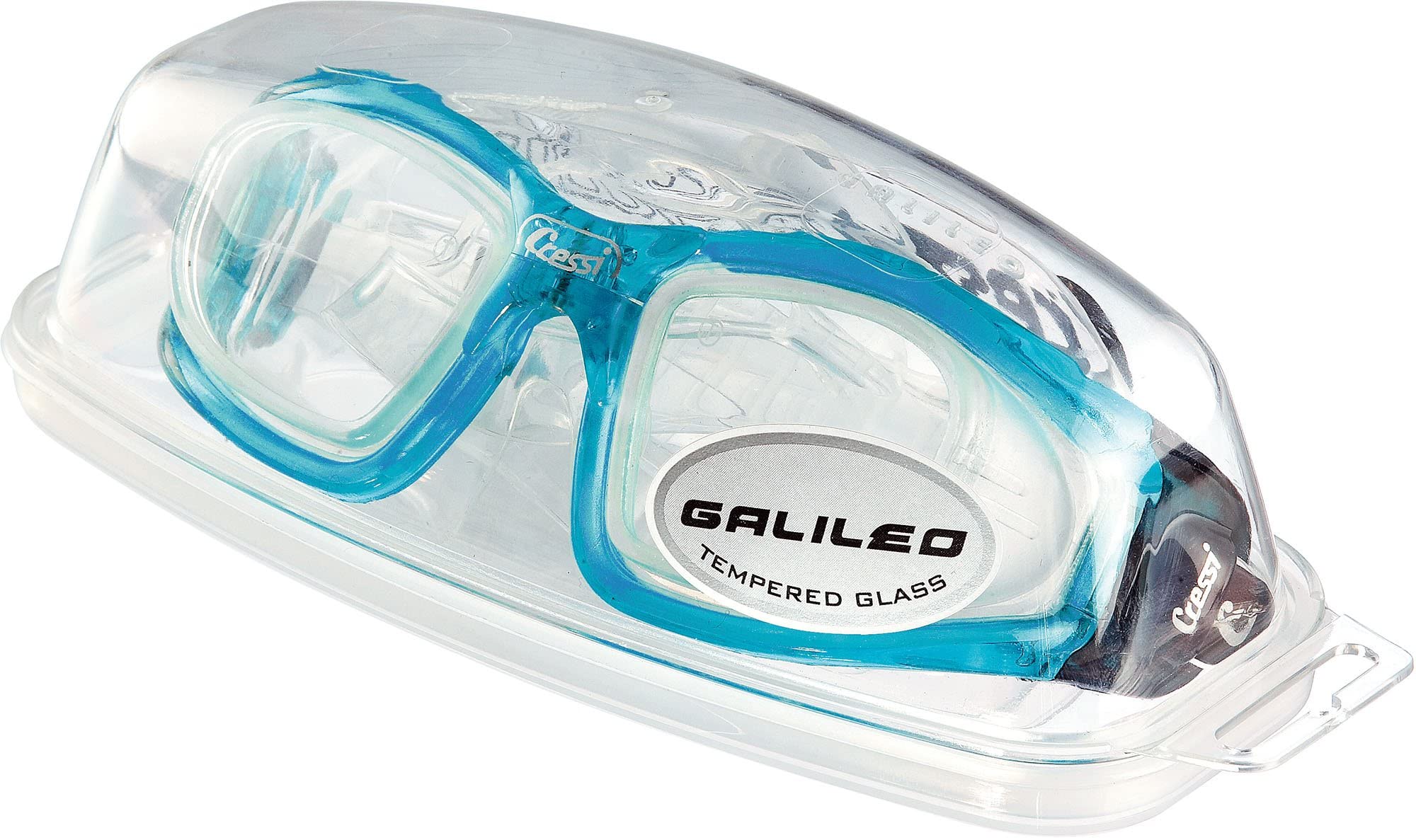 CRESSI Galileo Goggles T/Glass - Lunettes de Natation Adultes avec Verre Trempé Anti Brouillard 100% Anti UV, Taille Unique