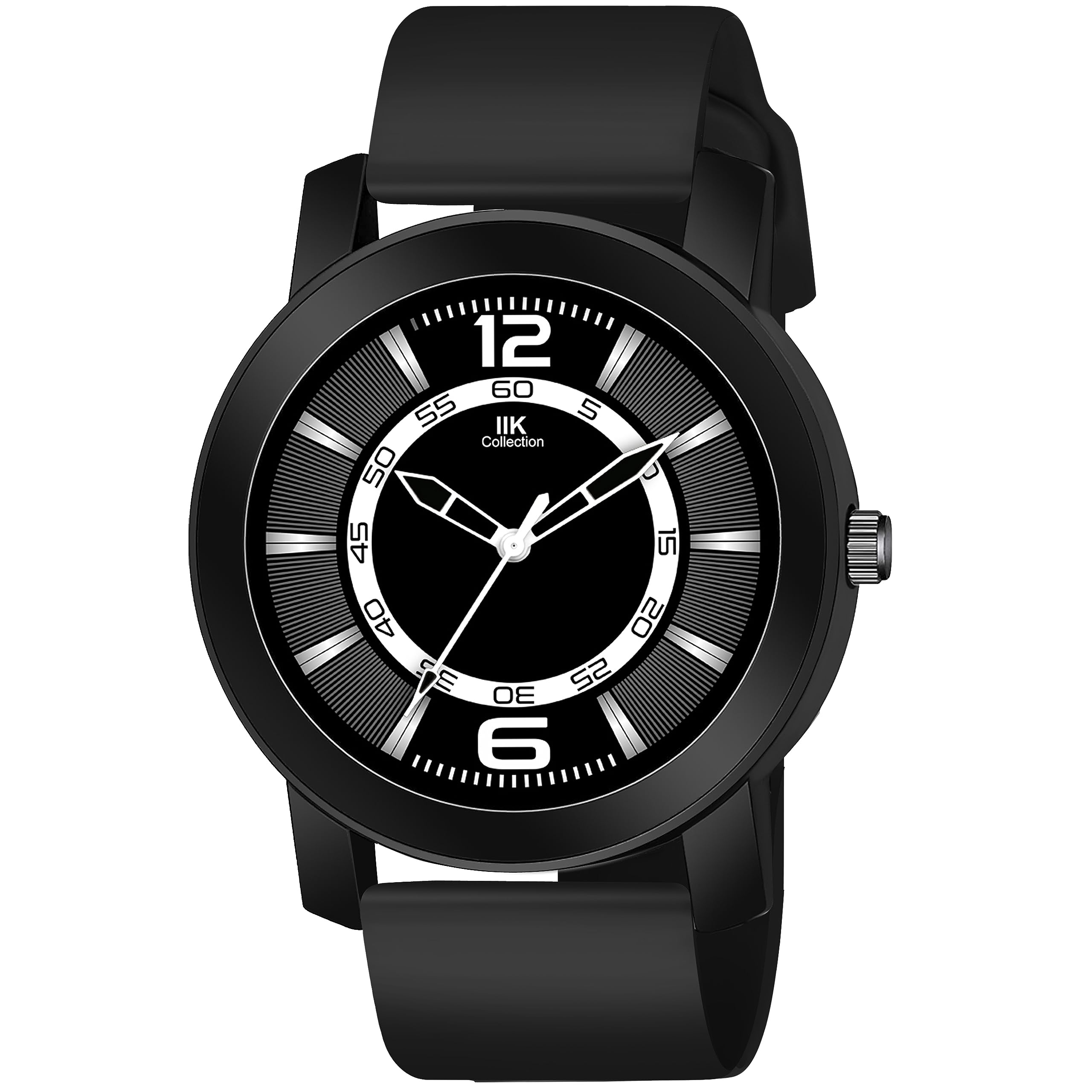 IIK COLLECTIONWatches for Men Round Numerical Dial Analogue Men Watch with Silicon Strap|Long Battery Life|Adjustable Flixable Silicon Strap|Watches for Boys.