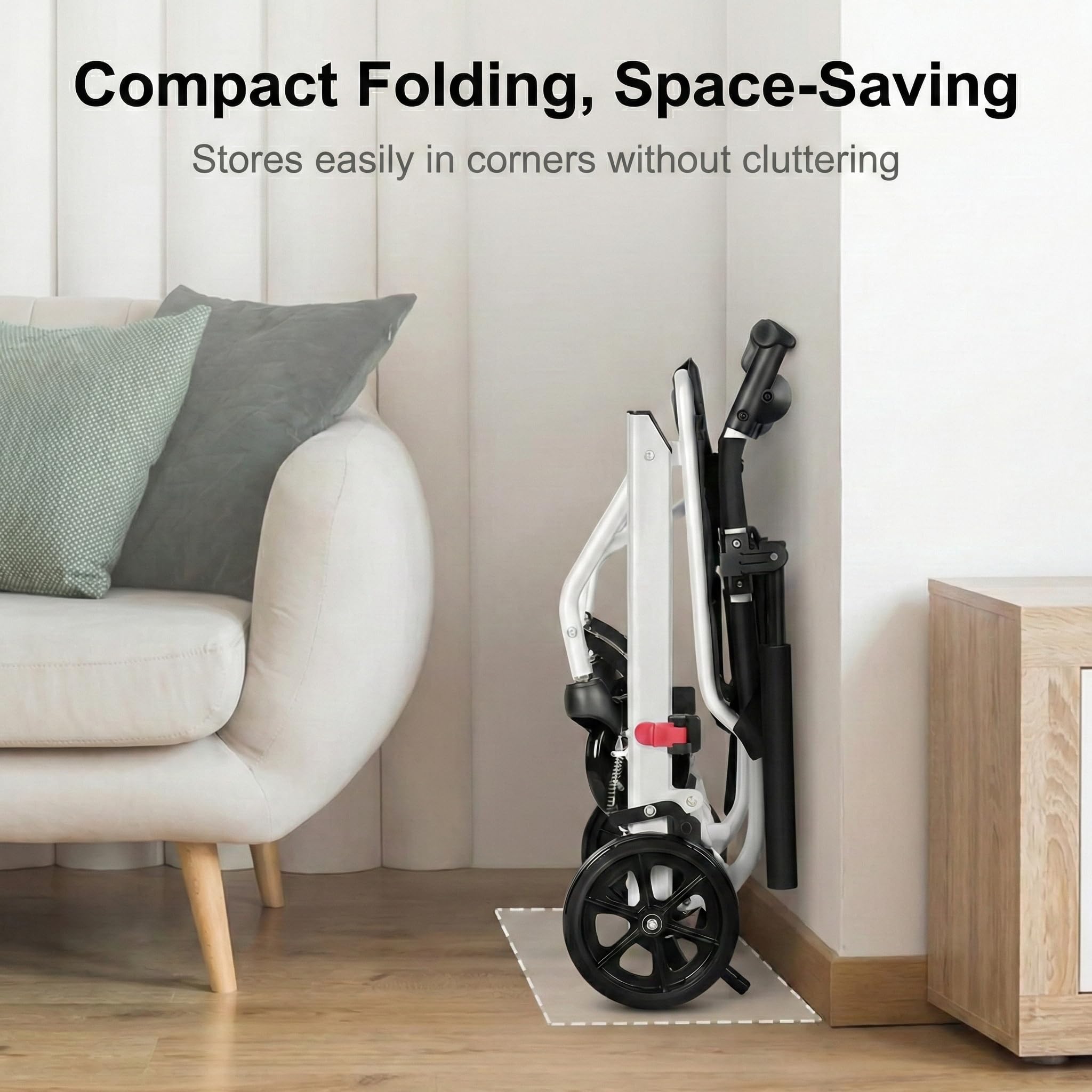 Silla de ruedas plegable de viaje (solo 18 libras), silla de ruedas plegable ligera de 15.8 pulgadas de ancho, silla de ruedas de transferencia para ancianos, hospital, aprobada por aviones, para