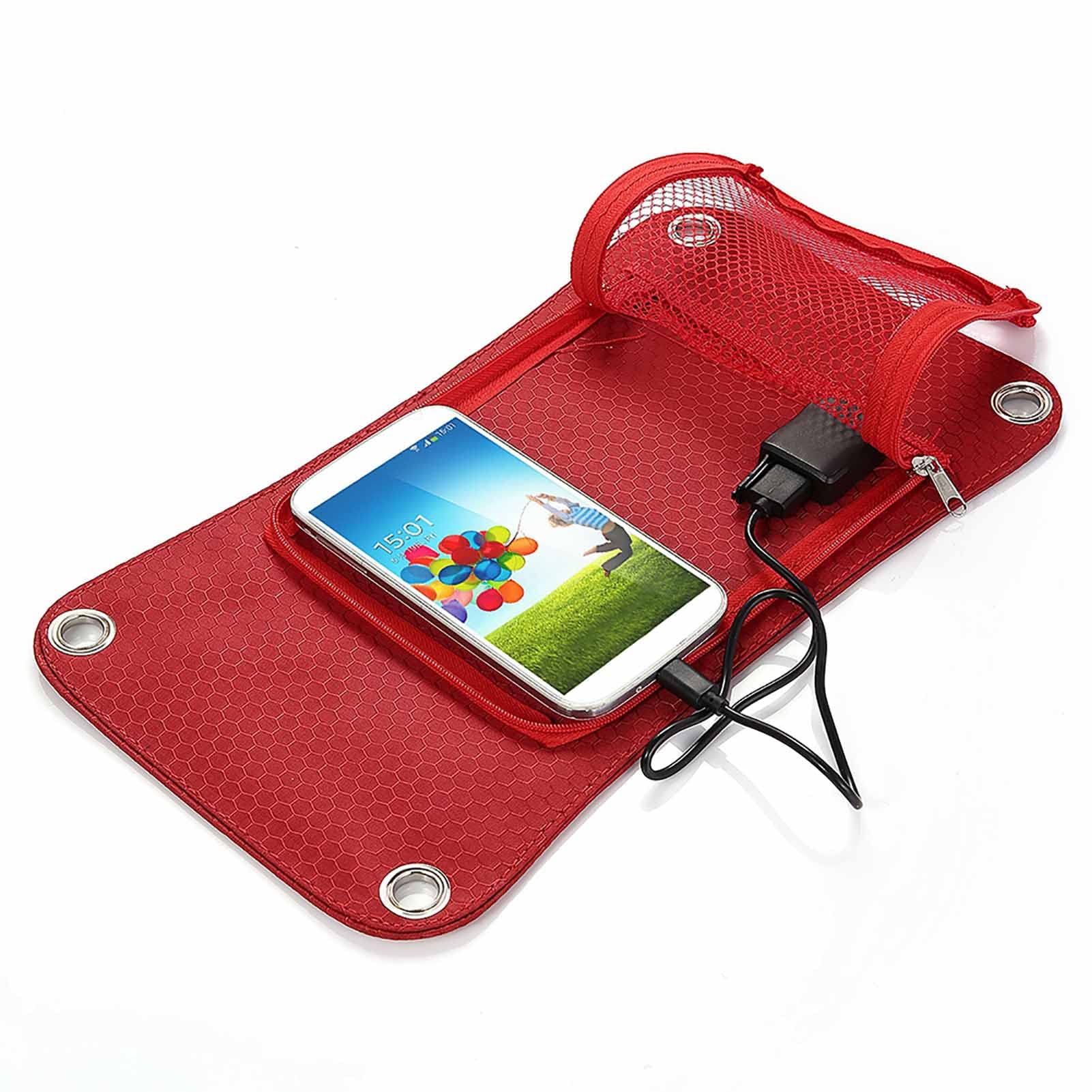 POENVFPO Mochila Solar, Bolsa de Energía Solar de Nylon Portátil con Panel Solar de 6.5W y Bolsa de Agua de 2 litros para Viajar en Ciclismo Al Aire Libre
