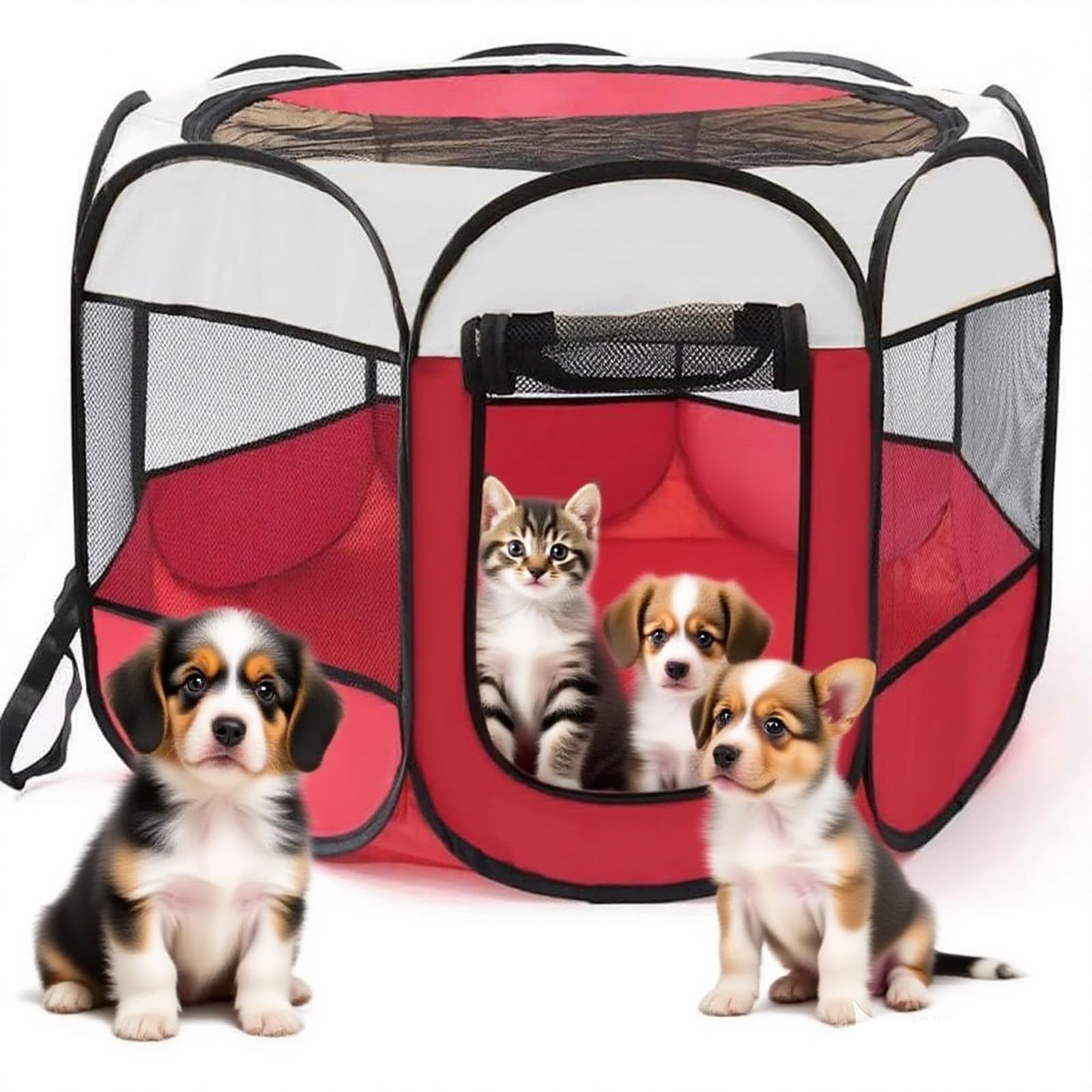 Recinto per Cani da Interno 74x74x43cm, Pieghevole Recinto per Gatti Box per Cucciolo Gattini Conigli