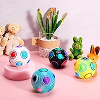 Vista 6 de Skylety Juego de 4 bolas de rompecabezas de arco iris que brilla para la ansiedad, rompecabezas de cerebro, juguete para ansiedad para niños