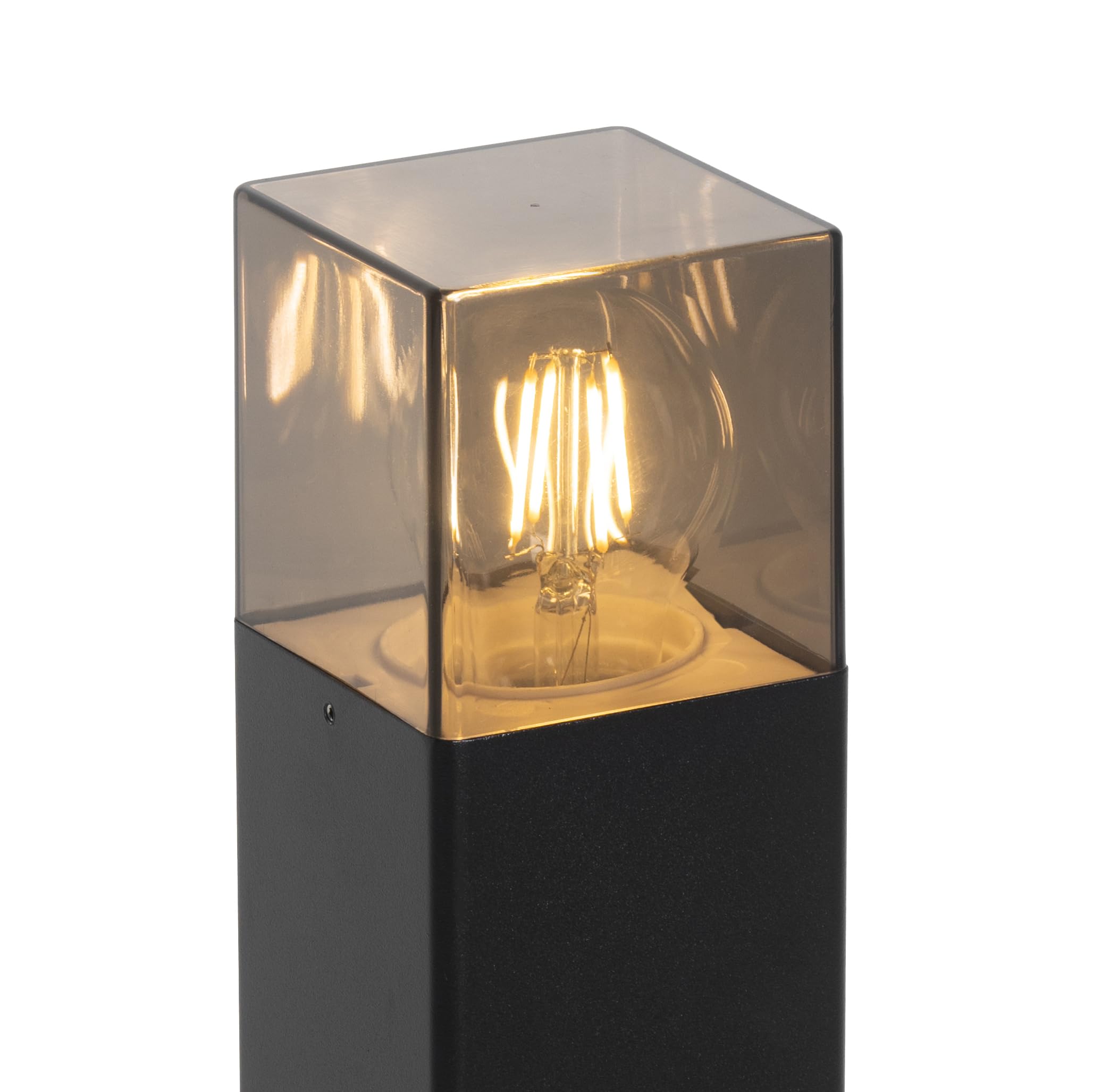 QAZQA Moderno Lámpara pie exterior negra 50 cm IP44 efecto cristal ahumado - DENMARK/Alargada Adecuado para LED Max. 1 x 15 Watt