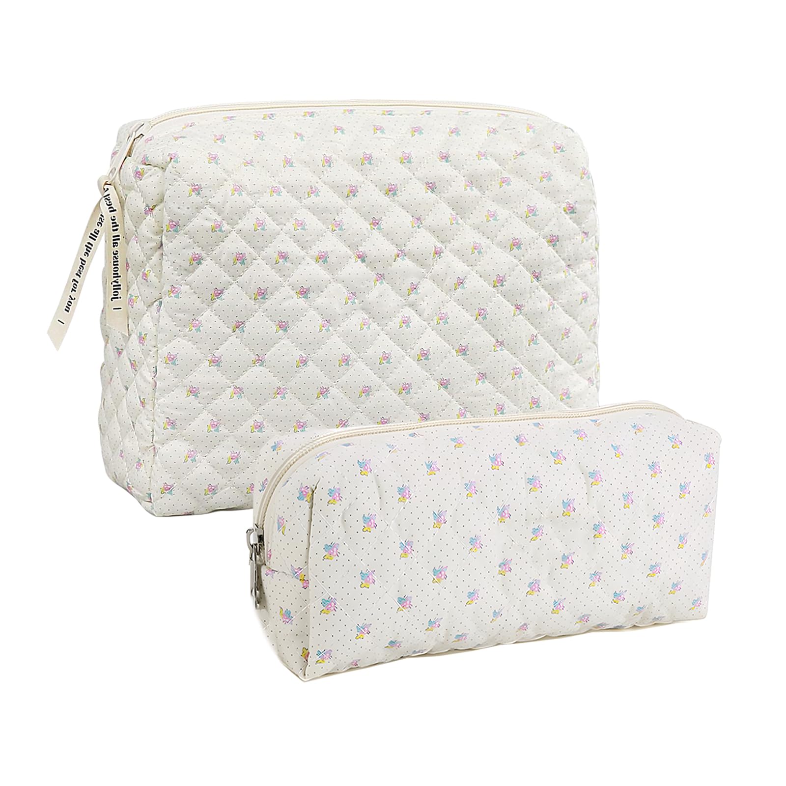 LURVOUS 2 Pcs Floral Makeup Bag