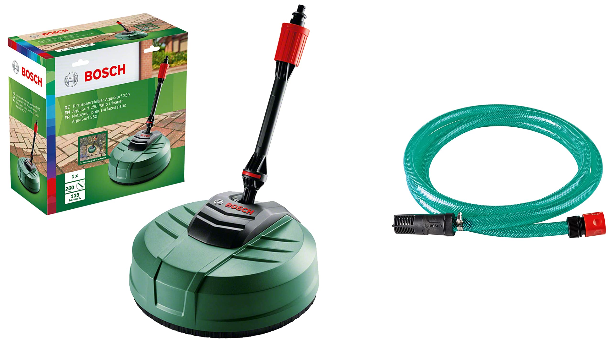 Bosch AquaSurf 250 Patio Cleaner & Bosch F016800421 Self Priming Suction Hose (Green) (B0BRG9G53P) Amazon Price History, Amazon Price Tracker