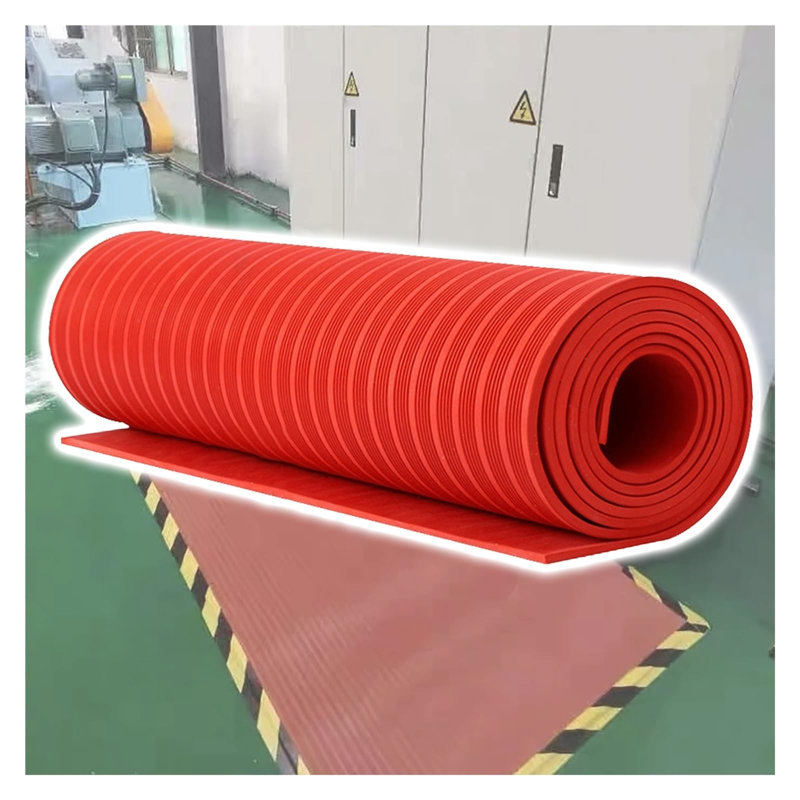 ZJKXJH Electrical insulating rubber mat Dielectric Industrial Work Mats for Electric Shock Protection, High Voltage Insulated Rubber Mat, Electric Safety Floor Sheet(Red-T-0.1",L - 21')
