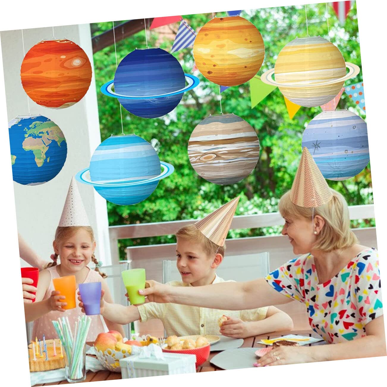 VICASKY 8 Stück Papierlaternen Sonnensystem aus Papier Hängende Planetenlaternen für Weltraum Partydekoration Vielseitige Partybeleuchtung für Innen und Außenbereich