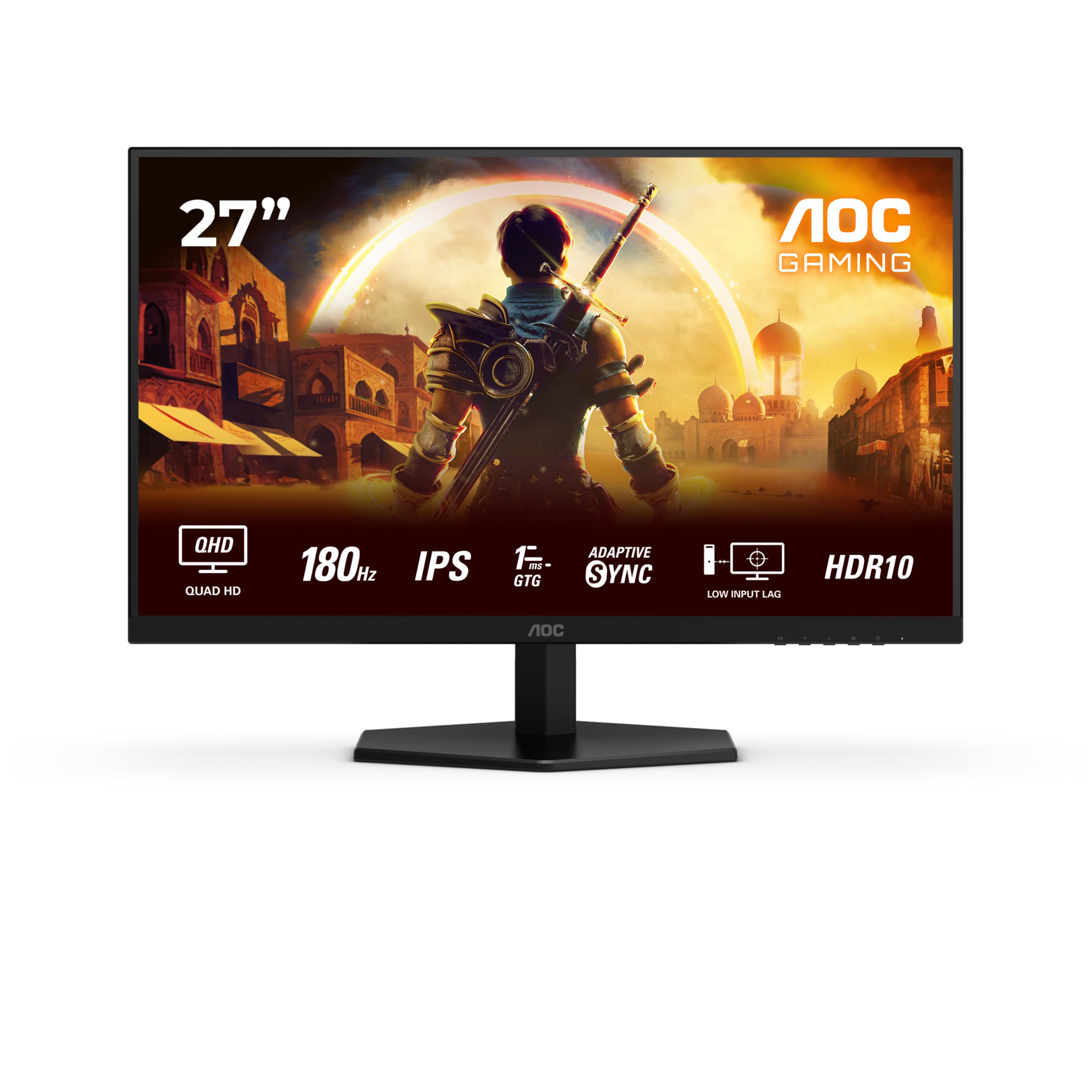 AOC Q27G42XE 27 Zoll WQHD Gaming Monitor 180Hz Fast IPS 1ms GtG HDR10 G-Sync Compatible 2560x1440 HDMI 2.0 DP 1.4 Schwarz