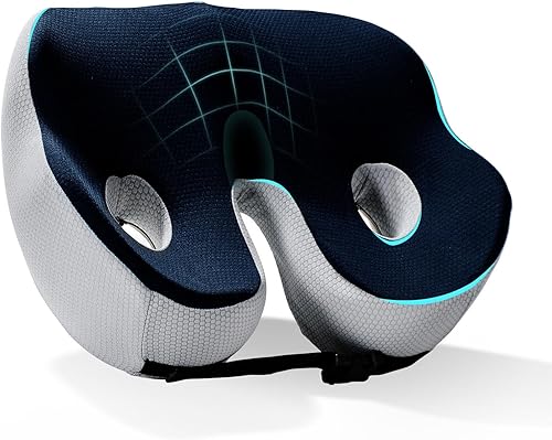 Cojín de asiento grande de espuma viscoelástica para aliviar la presión y el dolor de la ciática y el coxis, cojines antideslizantes para silla de