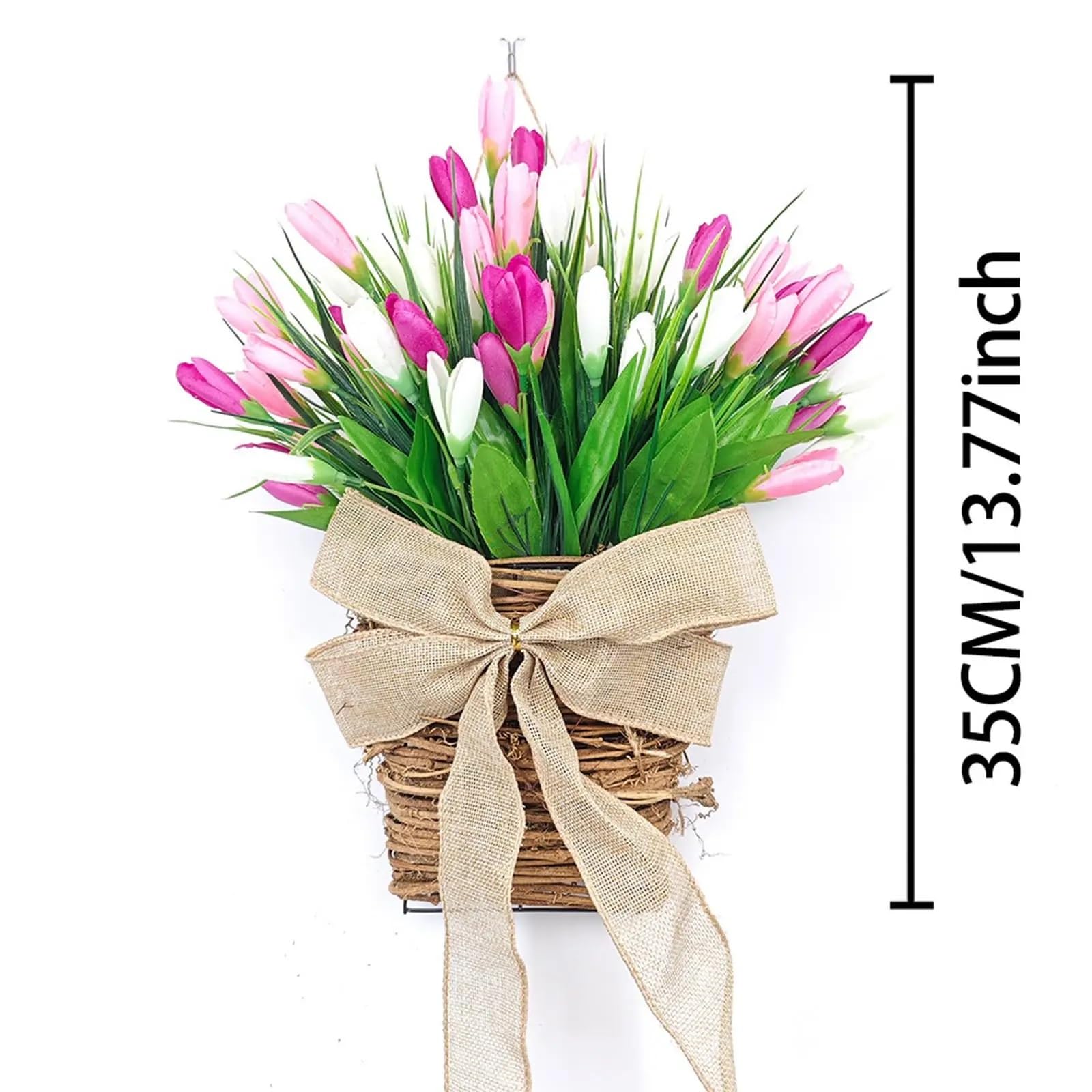 Ghirlanda di Fiori appesi alla Porta d'ingresso, Fiori di Tulipano Artificiali, Composizione Floreale for Matrimoni, Ghirlanda Primaverile for inaugurazione della casa all'aperto.