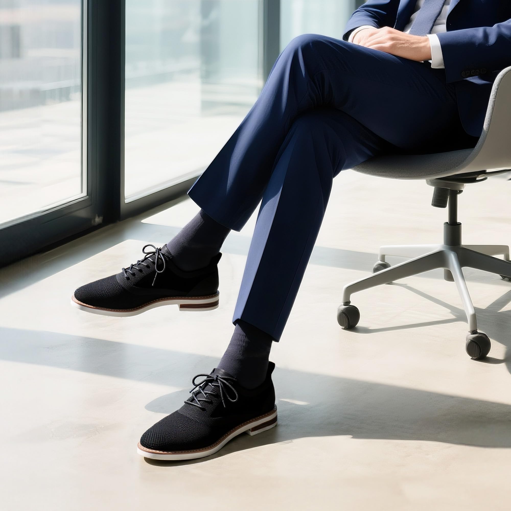 Bruno Marc Męskie buty garniturowe, oddychające, dziergane, na lato, sznurowane, formalne, nowoczesne, klasyczne