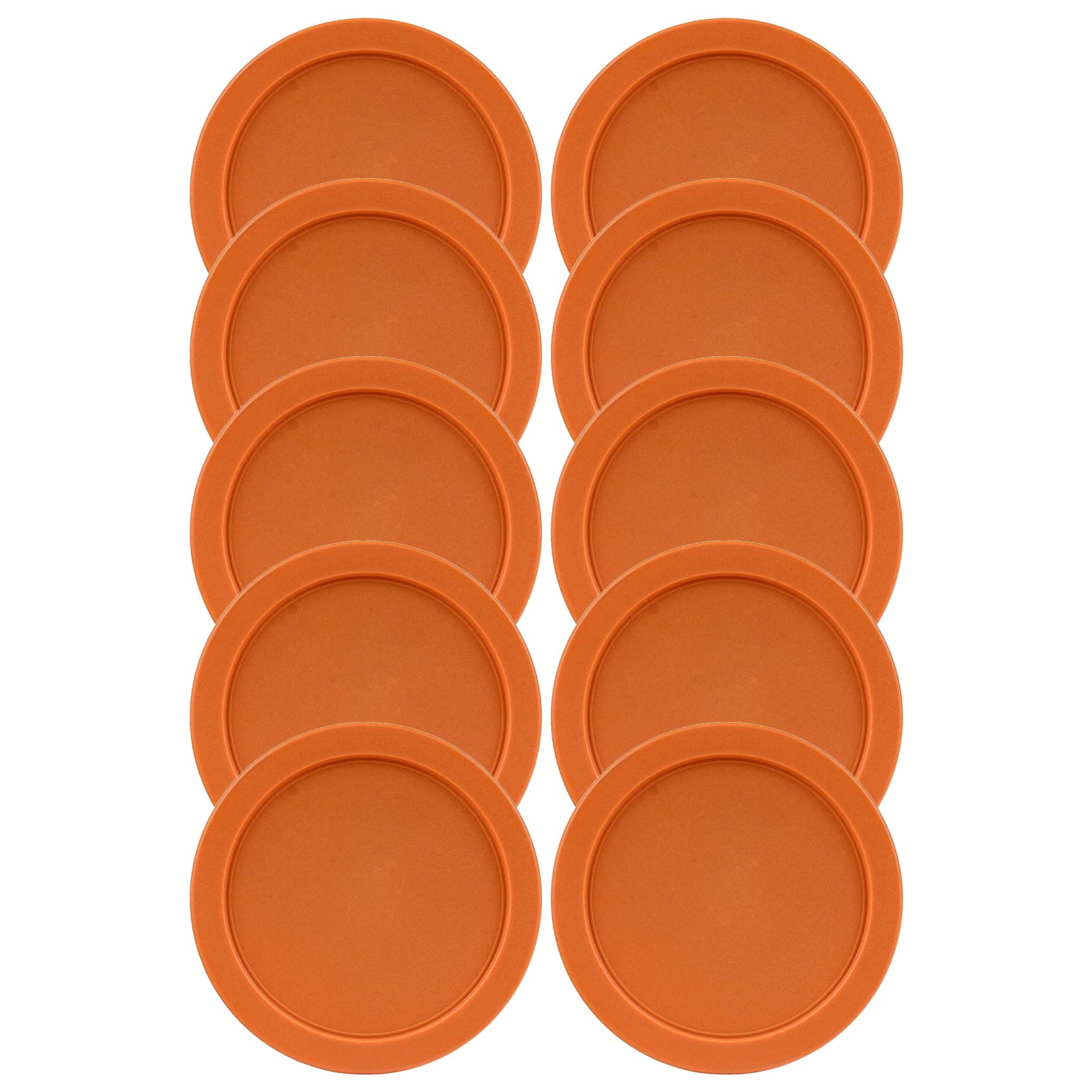 Replacement Lids fits Pyrex 2-Cup Glass Food Storage Container Bowls, 5-Inch Plastic Round Lids Covers for Pyrex 7200-PC, Airtight &amp; Leakproof (10-Pack, Orange)