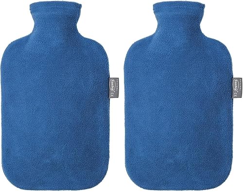 Fashy 6530 54 2007 Wärmflasche 2 L mit blauem Vliesbezug (Packung mit 2)
