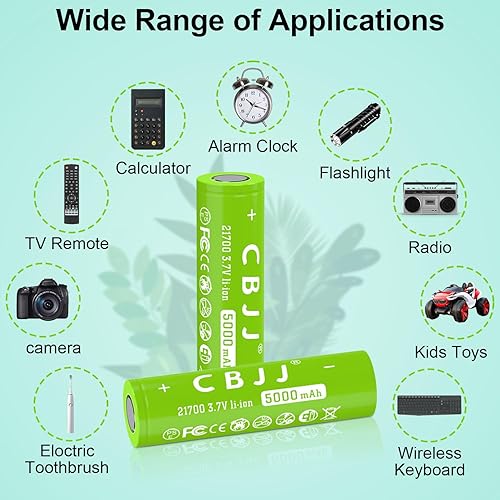 Miniatura 7 de CPZZ 3.7v 21700 batería recargable 5000mah gran capacidad 3.7Volt batería recargable para linternas ect, 2pack 3.7v