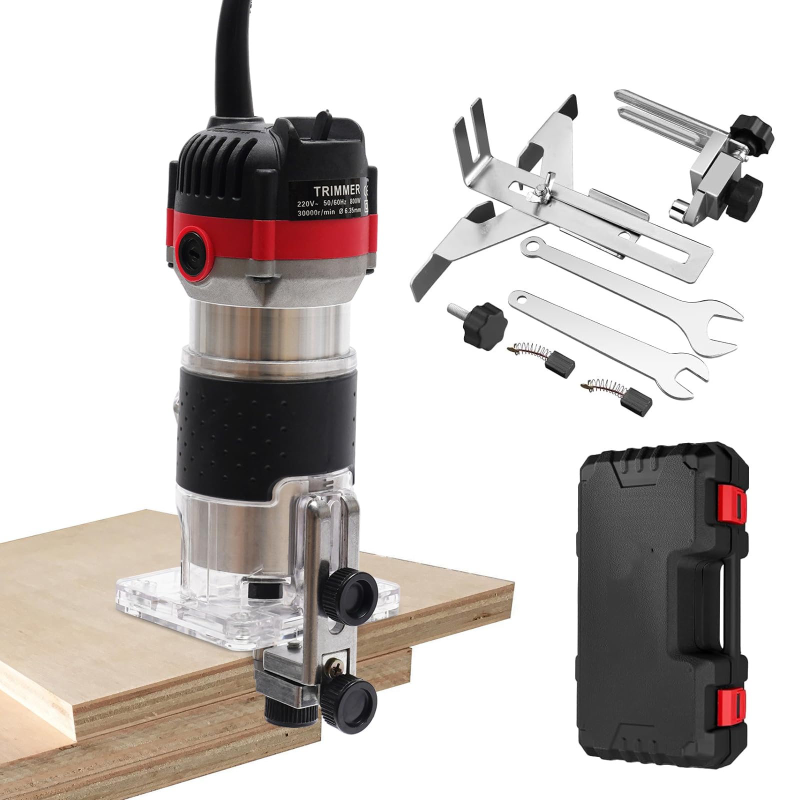 Fresadora eléctrica de madera de 1/4 pulgadas, fresadora de cantos, fresadora para carpintería, laminadora, enrutador para manualidades, 30000 rpm, 6,35 mm