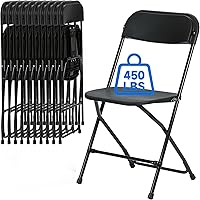 Winlice 10 Pack Heavy Duty Plastic Folding Chairs 450 LB Capacity Stackable Black for Events Weddings Indoor Outdoor