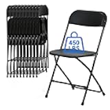 50 PCS Plastic Folding Chair, Portable Commercial Chair, 450 LB Capacity Premium Plastic Folding Chairs, Folding Chair for Wedding Party Outdoor Indoor, Stackable Folding Chairs Black