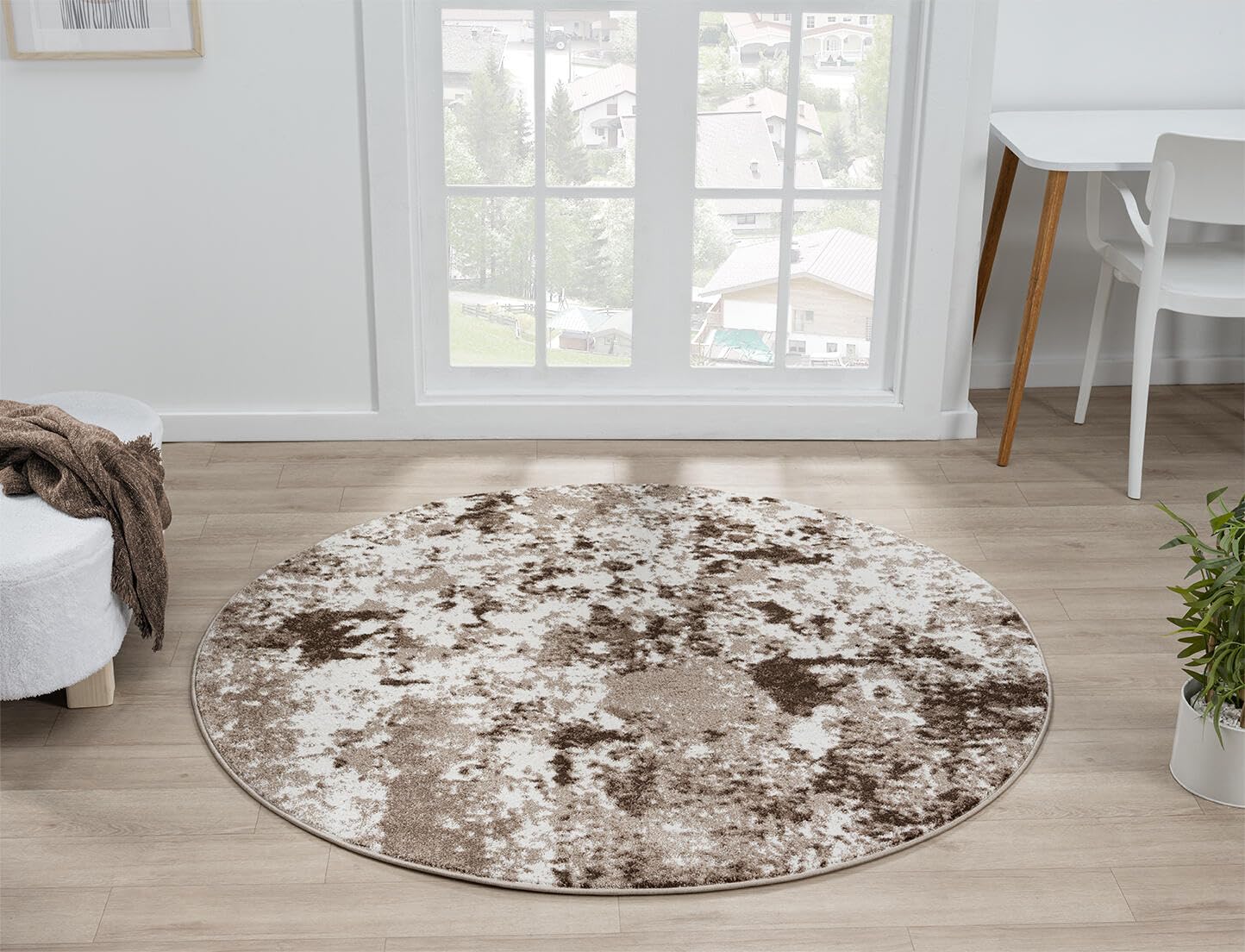 Keen Home Design Area Rugs - 5ft Round Non-Shedding, Abstract Rugs for Kitchen, Living Room, Bedroom, Dining Room, Entryway - Size: 5'3