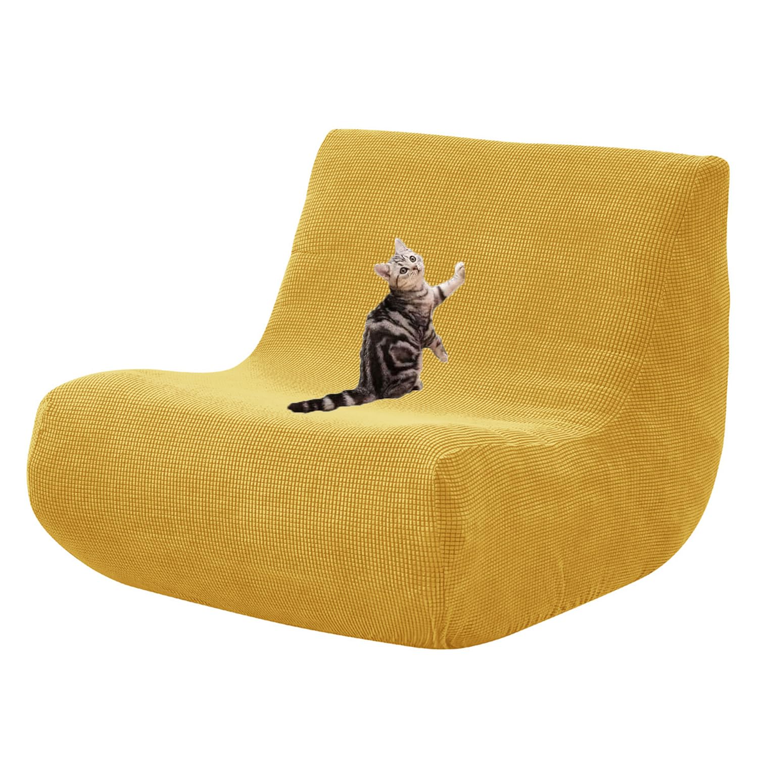 HACLEN Armless Floor Sofa Cover, Stretch Lazy Fireside Chair Cover Washable Armless Bean Bag Chair Slipcover Cat Scratch Proof with Elastic Bottom (Yellow,one size)