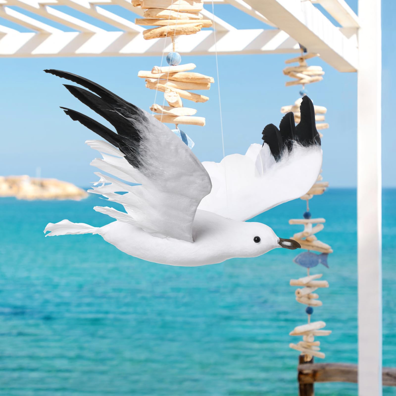 3 pezzi Faux Bird Beach Decorazione da parete Gabbiano Decorazione Gabbiano Appeso Ornamento Decorazione per la casa Uccello Scultura da parete in schiuma Ornamento per uccelli Ornamento animale da