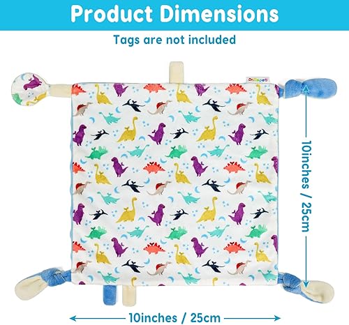 Miniatura 10 de Dr.Rapeti Manta de seguridad para bebé, niño pequeño, 10 x 10 pulgadas, juguete sensorial lavable, manta de apaciguamiento amoroso (gota de lluvia)