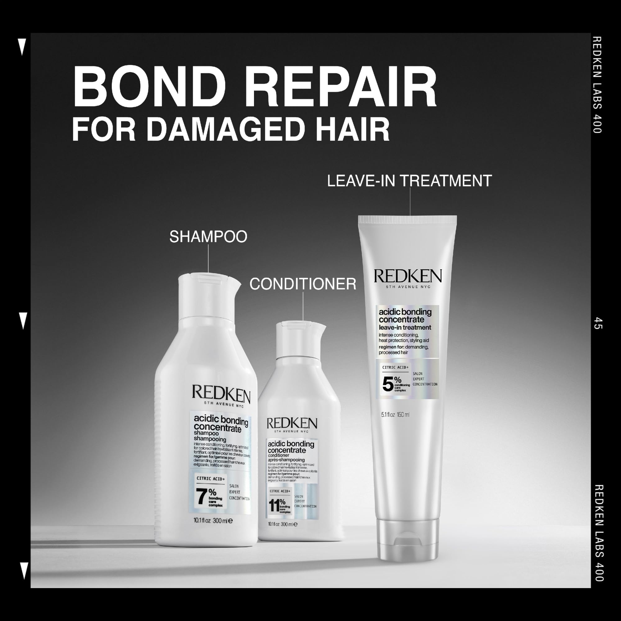 Redken, Tratamiento sin sclarado Profesional, Leave-in, Acción reparadora, Hidrata y protege, Cabello más fuerte y sedoso, Para todo tipo de cabello dañado, Acidic Bonding Concentrate (ABC), 150 ml.