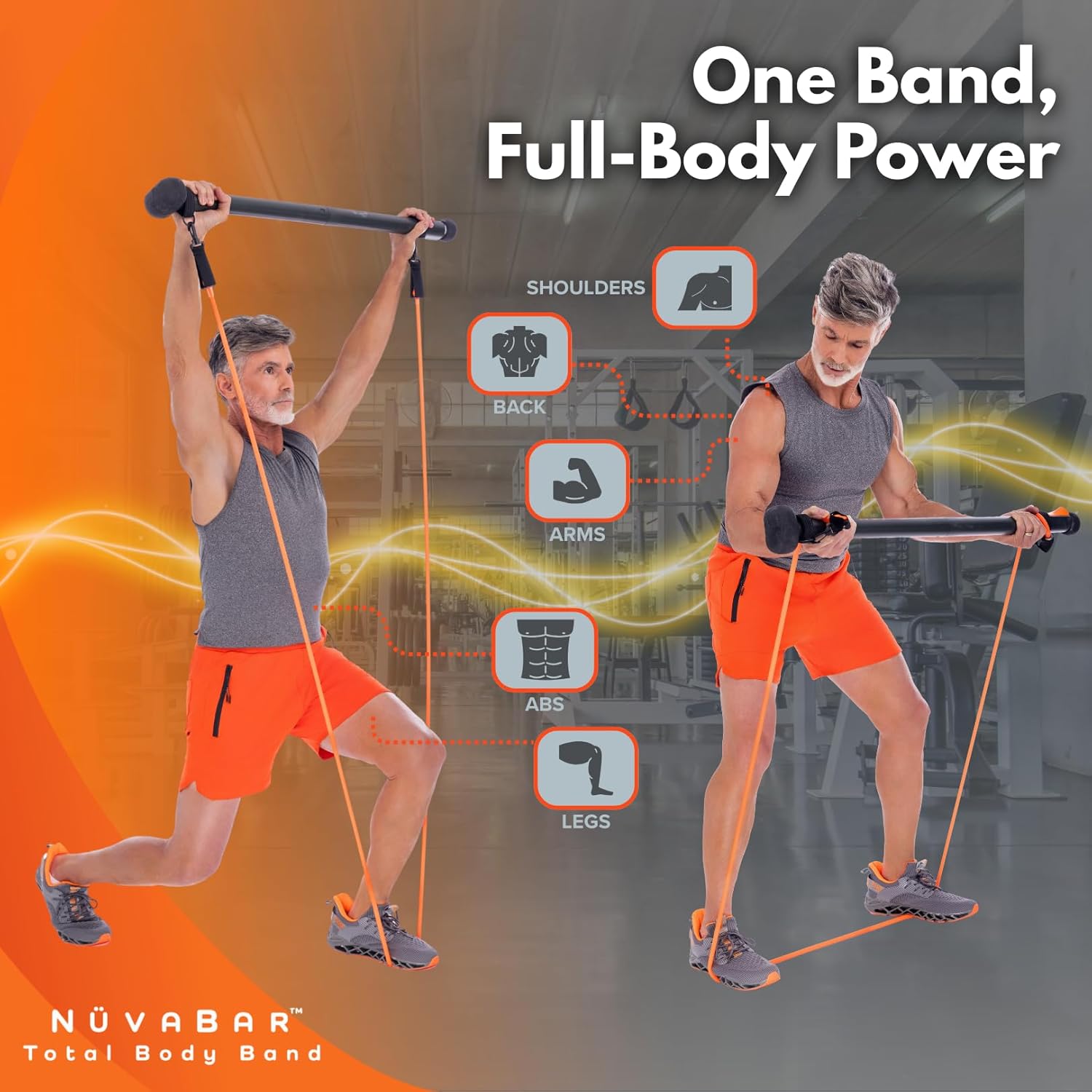 Man performing full-body exercises with NüvaBar