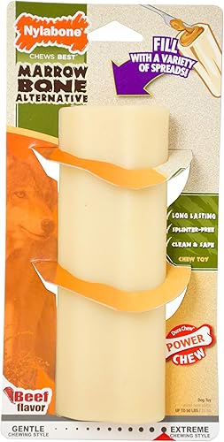 Nylabone Dura Chew - Juguete masticable de médula gigante con sabor a carne de res alternativa para perros, tamaño grande, gigante (1 unidad)