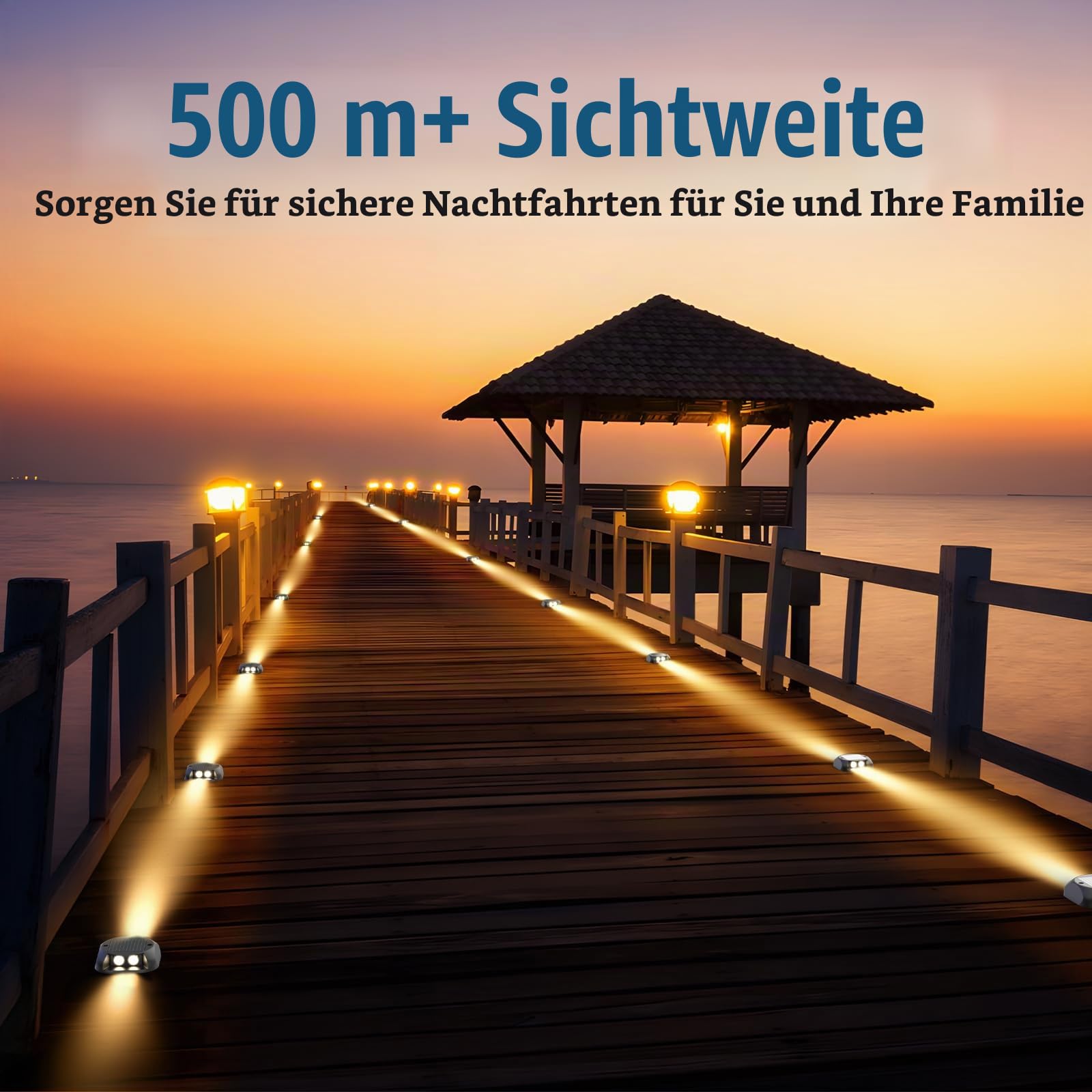 Quntis Solar Bodenleuchten Außen 8 Pack Warmweiß IP65 wasserdicht | Solarleuchten Outdoor LED Solar Deck Lights 3 Tonnen Belastbar Solarlampe Wegleuchte 4 LED Gartenleuchten Treppenbeleuchtung