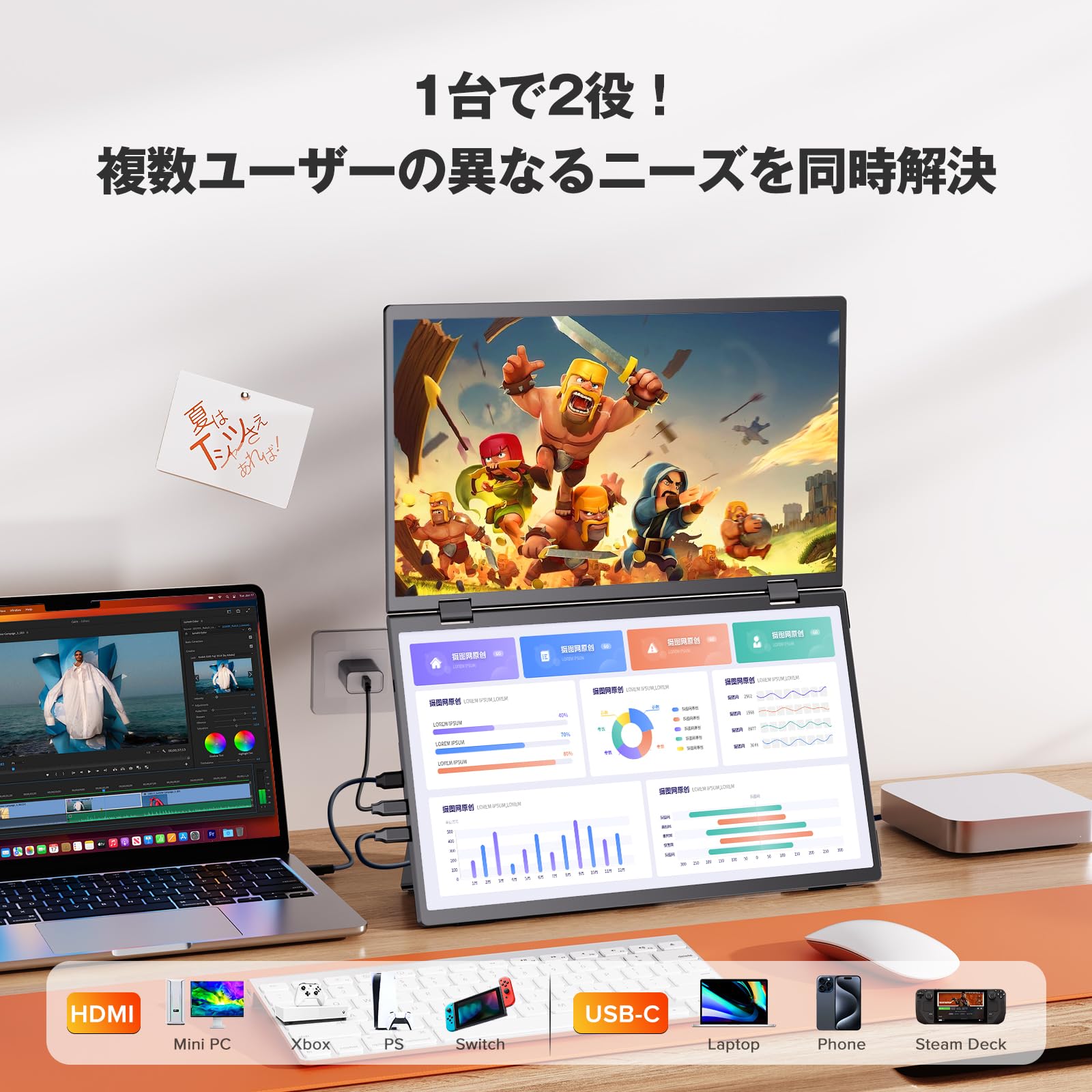 Amazon.co.jp: Newsoul Dual Mobile Monitor, 15.6 Inches, Foldable
