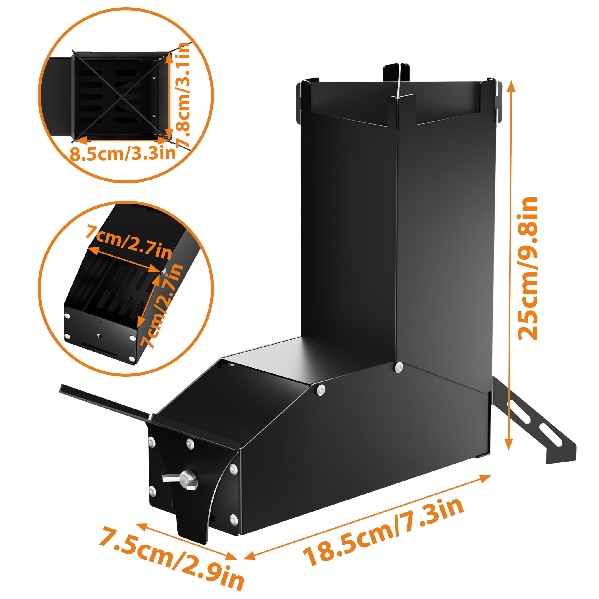 YRHome Four à roquettes en acier inoxydable - Cheminée brasero - Poêle de camping portable en bois, poêle de camping avec sac, réchaud de camping et poêle de terrasse, barbecue de camping pour