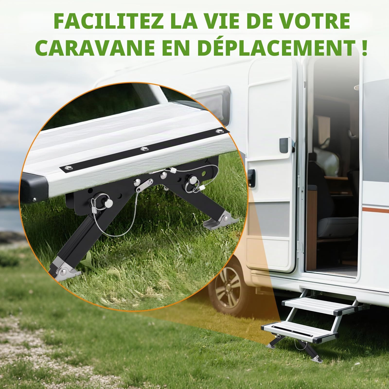 BAOSHISHAN Stabilisateur de Marche pour Camping-Car Ensemble de Support de Marche pour Camping-Car de 7cm à 29cm réglable en Hauteur, capacité de Charge : Maximum 100KG