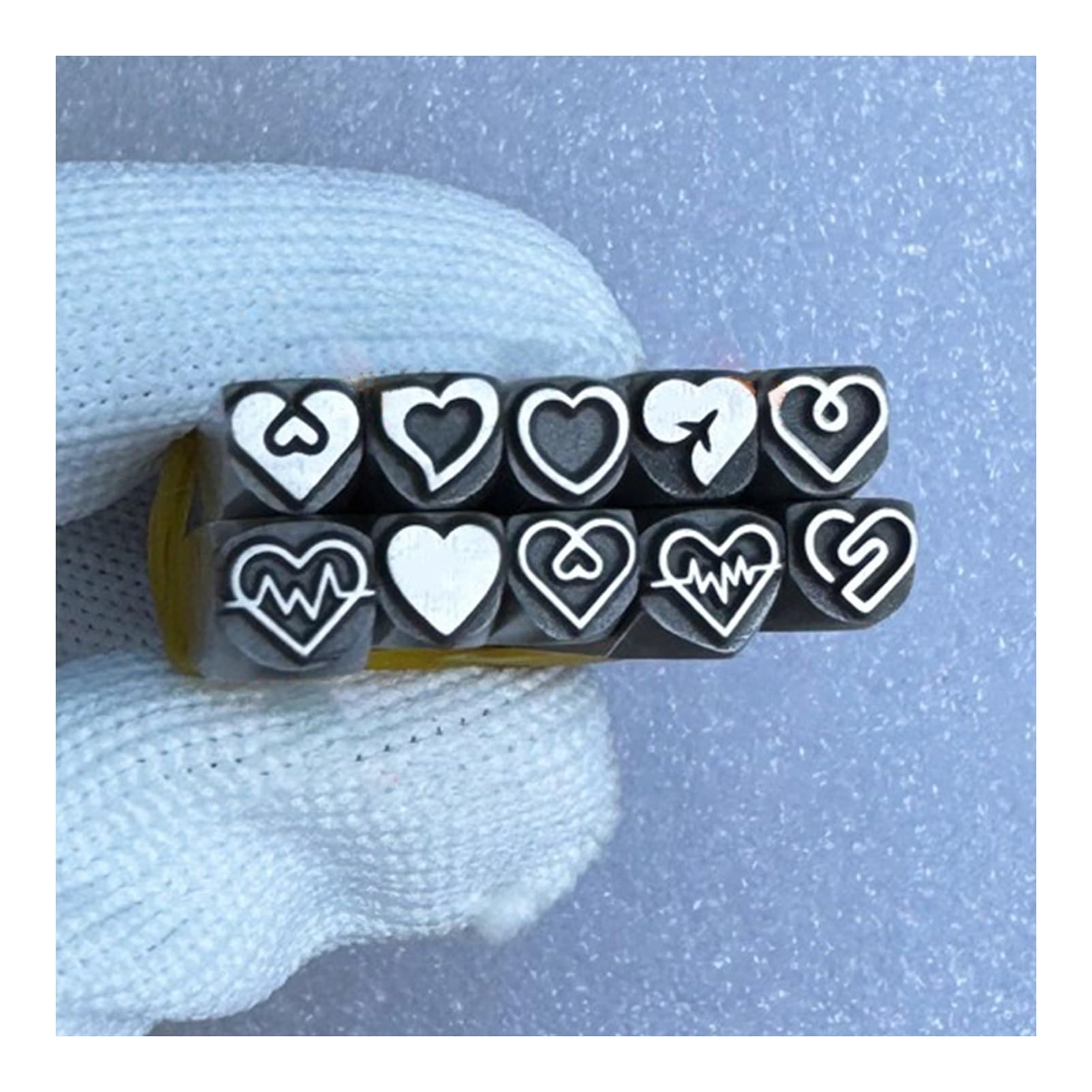 Timbri in Metallo Kit per stampaggio in Acciaio al Carbonio da 10 Pezzi, Motivo a Forma di Cuore da 3 mm/5 mm, Gioielli, Pelle, Legno, Metallo, Sigillo Stampato(3mm)