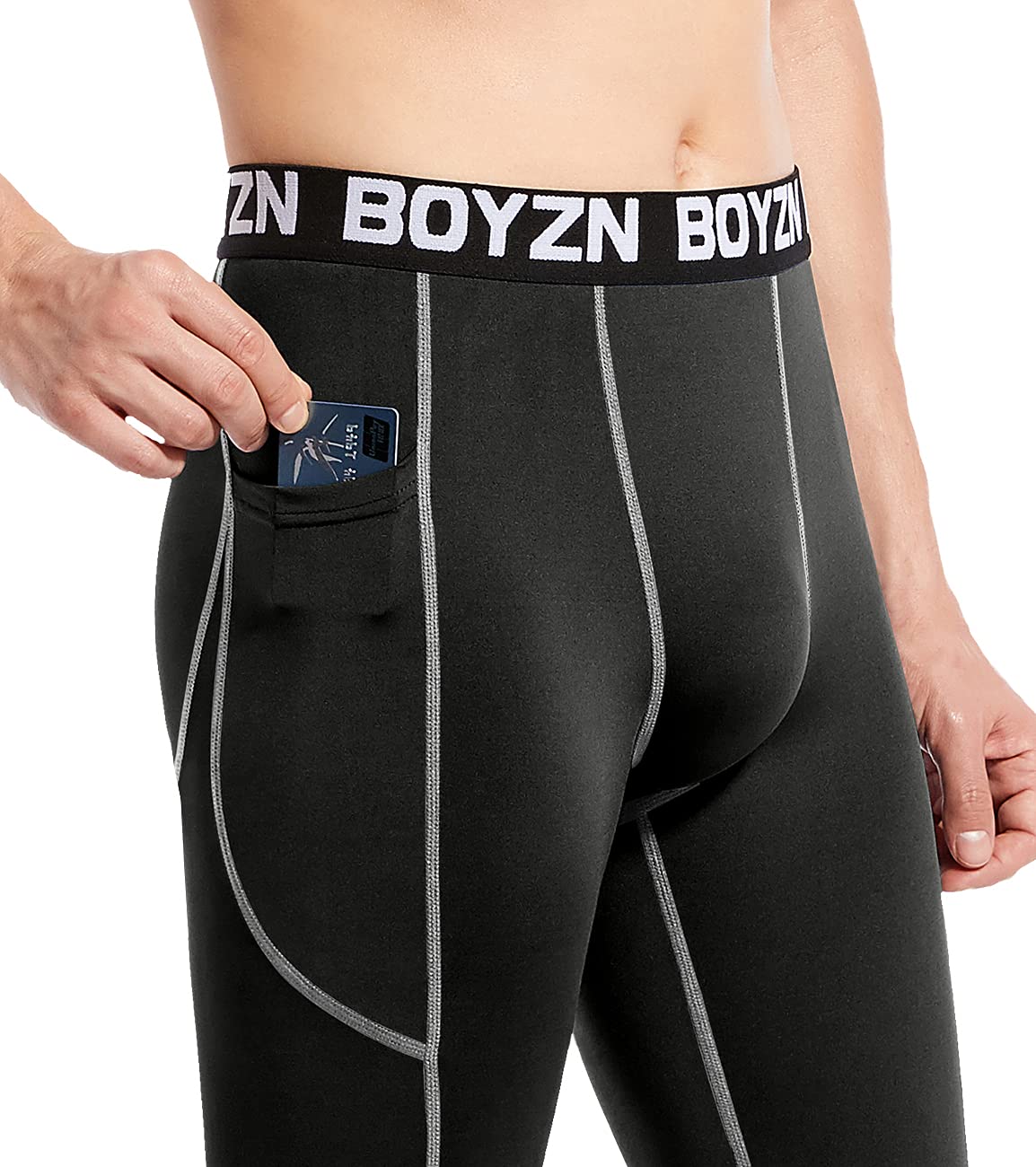 Boyzn 1 o 2 o 3 Confezioni di Pantaloni a Compressione da Uomo, Calzamaglia da Corsa Atletica Fresca e asciutta con Tasca/Non-Tasca