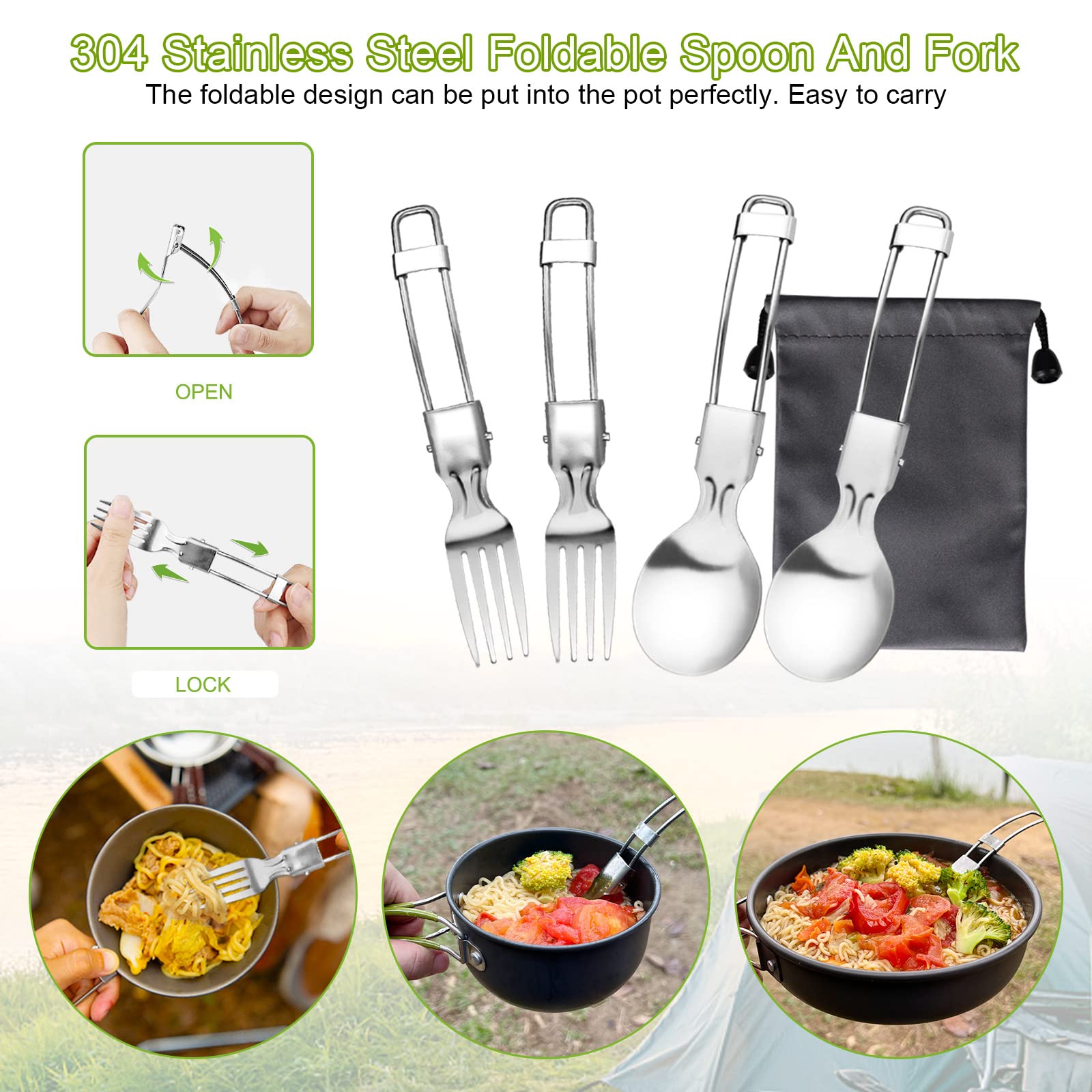 AUTOPkio Camping Kochgeschirr Set für 1-2 Personen, Outdoor Faltbare Camping Topf mit Gaskocher Picknick Geschirr Kit Leicht Aluminium Kochset für BBQ, Wandern, Kochen, Flüssiggas