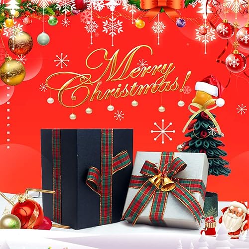 Miniatura 7 de Cinta a cuadros de Navidad de 25 yardas cada rollo, 100% poliéster, con borde tejido, cinta a cuadros para manualidades de Navidad, envoltura de