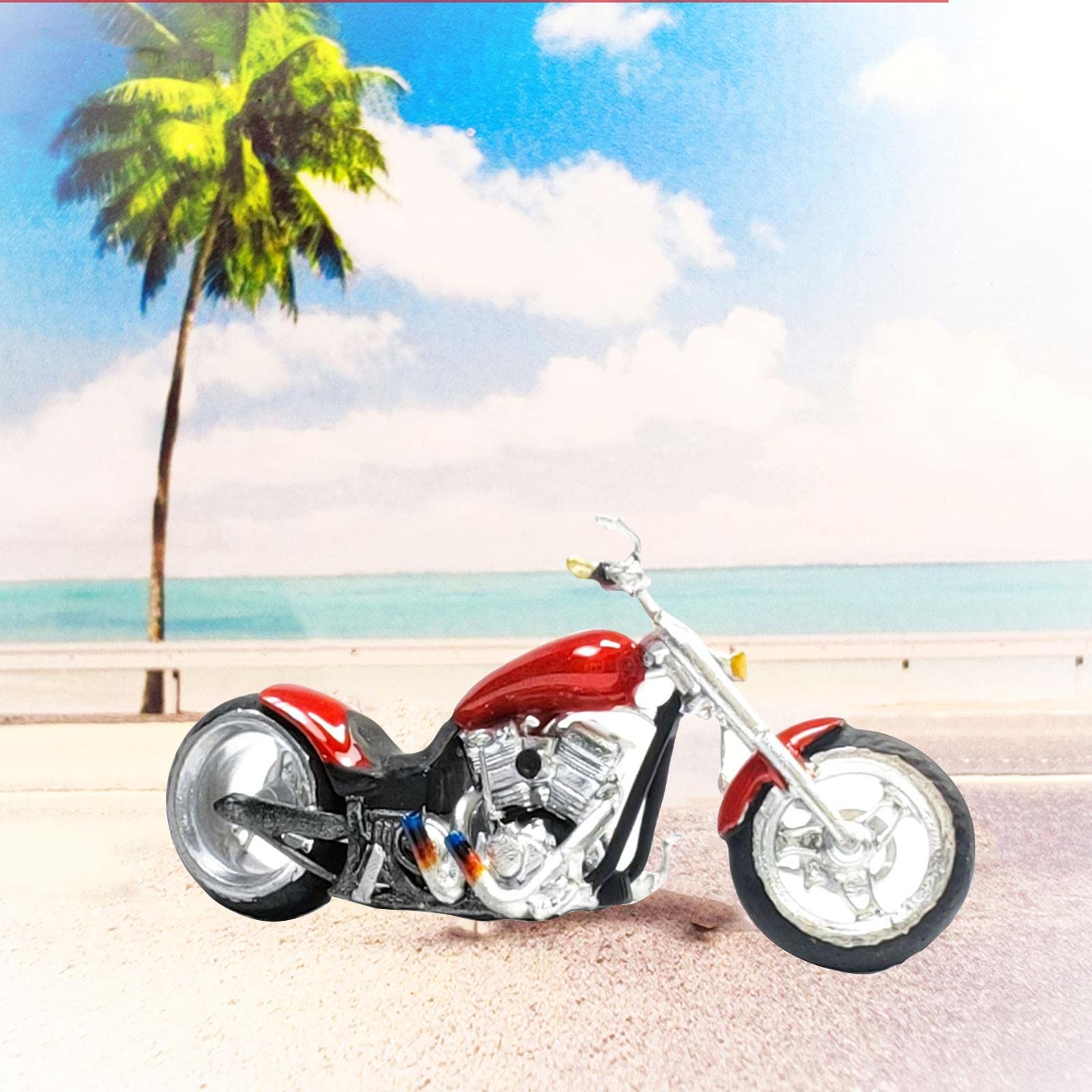 Figure Realistiche di Motociclette Dipinte in 1/64 per Diorami Ferroviari, Modellini di Veicoli per La Decorazione di Scene, Rosso