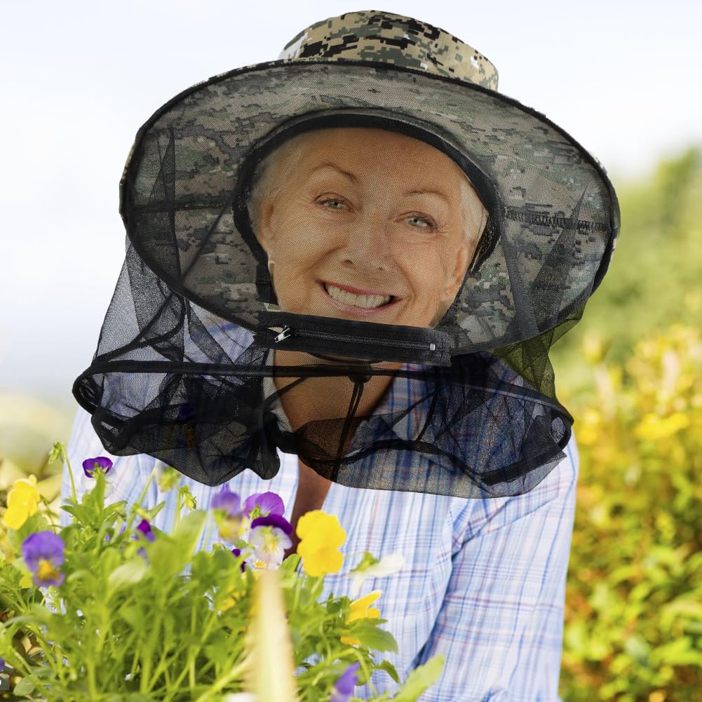 Moustique Chapeau de Soleil, Chapeau de pêcheur de Protection Solaire, Chapeau Anti Moustique, Chapeau d'apiculteur, TêTe Moustique Net pour Randonnée en Plein Air Camping Jardinage Pêche