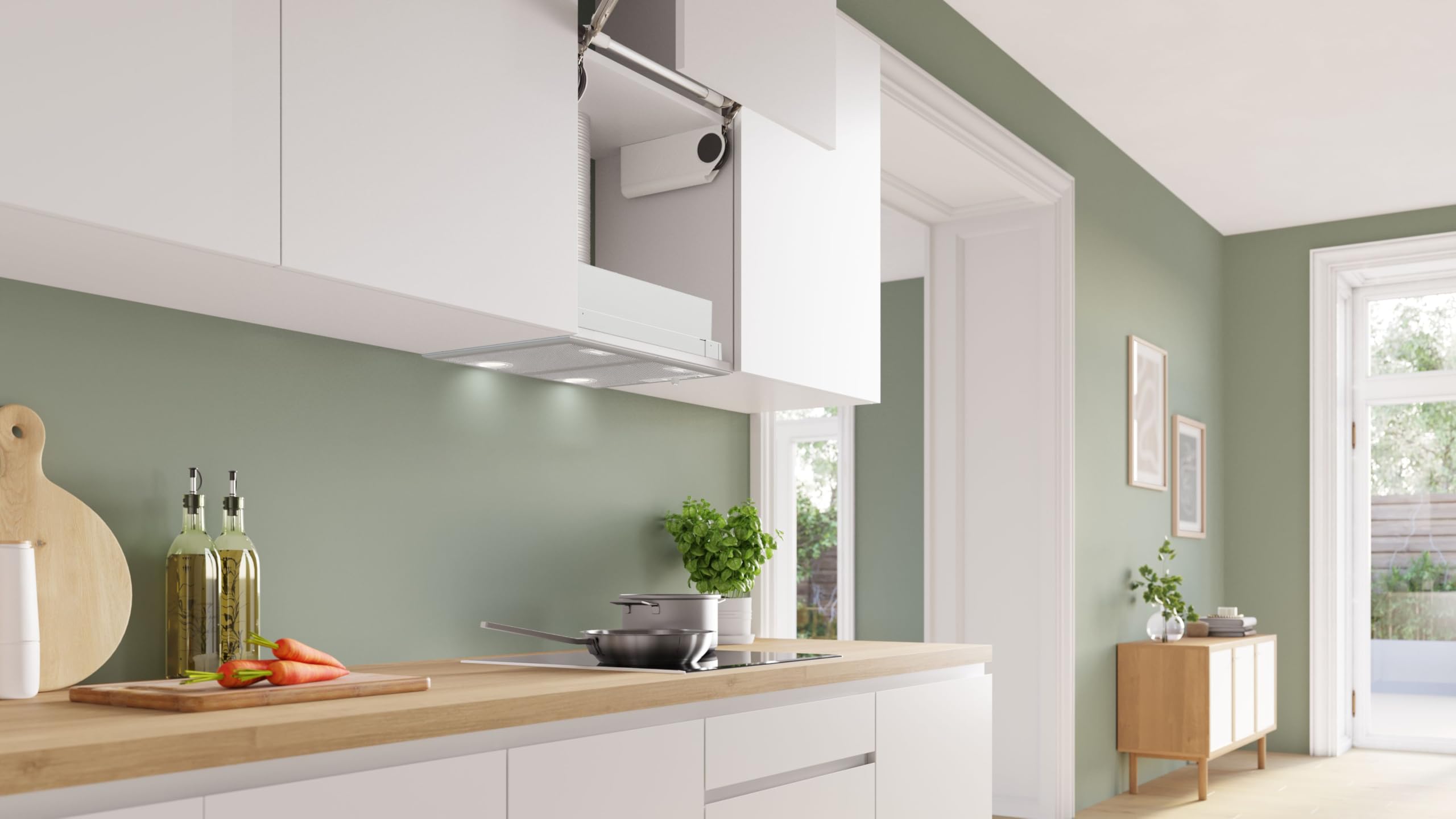 Bosch DHL555BM Serie 4 Lüfterbaustein 53 cm LED-Beleuchtung Abluft Umluft Metallfettfilter spülmaschinengeeignet Silber Metallisch
