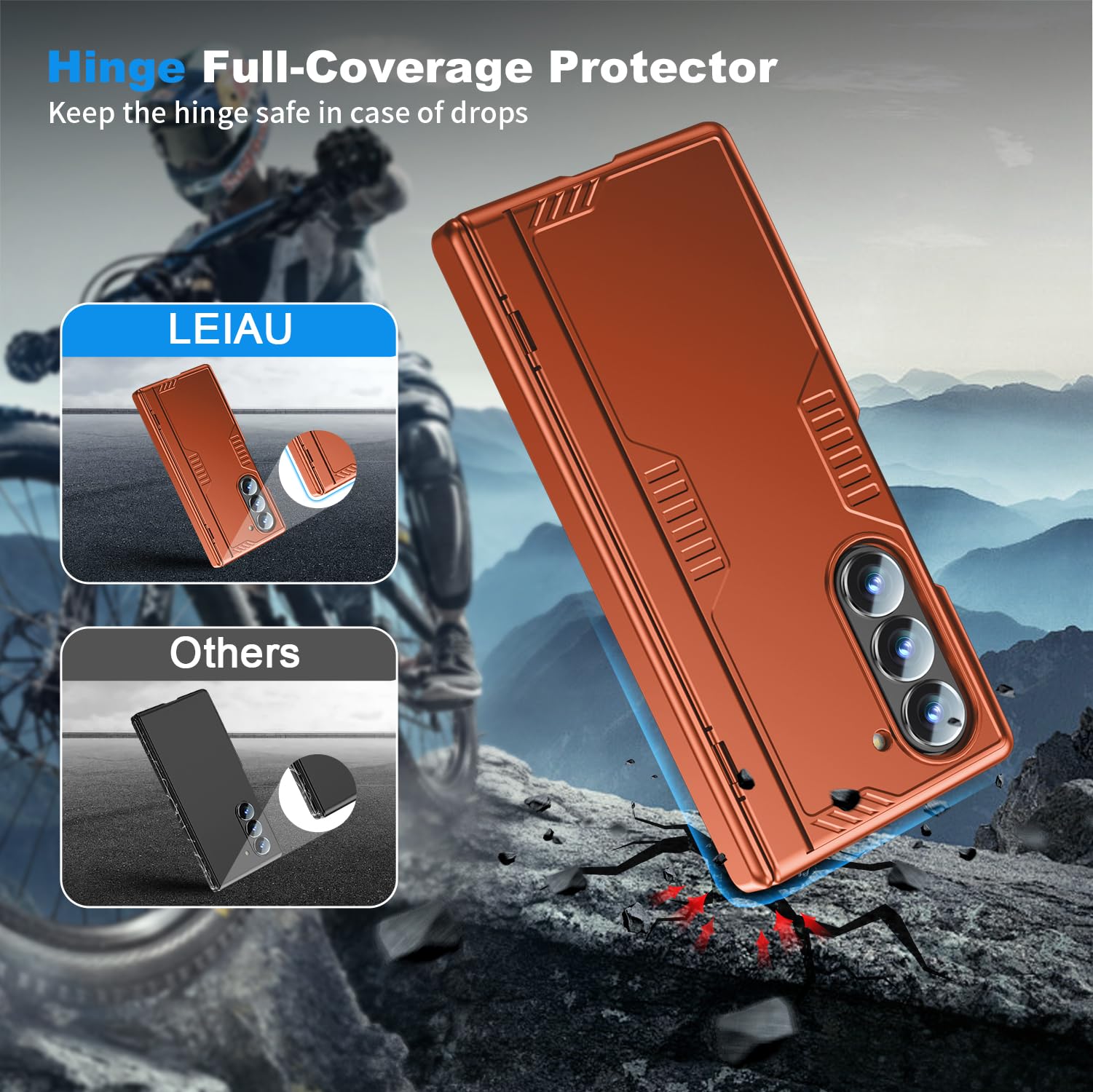 Coque pour Samsung Galaxy Z-Fold-6 avec béquille : [Compatible avec le chargement sans fil] Coque de téléphone légère et fine en Z Fold 6 – Coque de protection mate et fine antichoc pour hommes