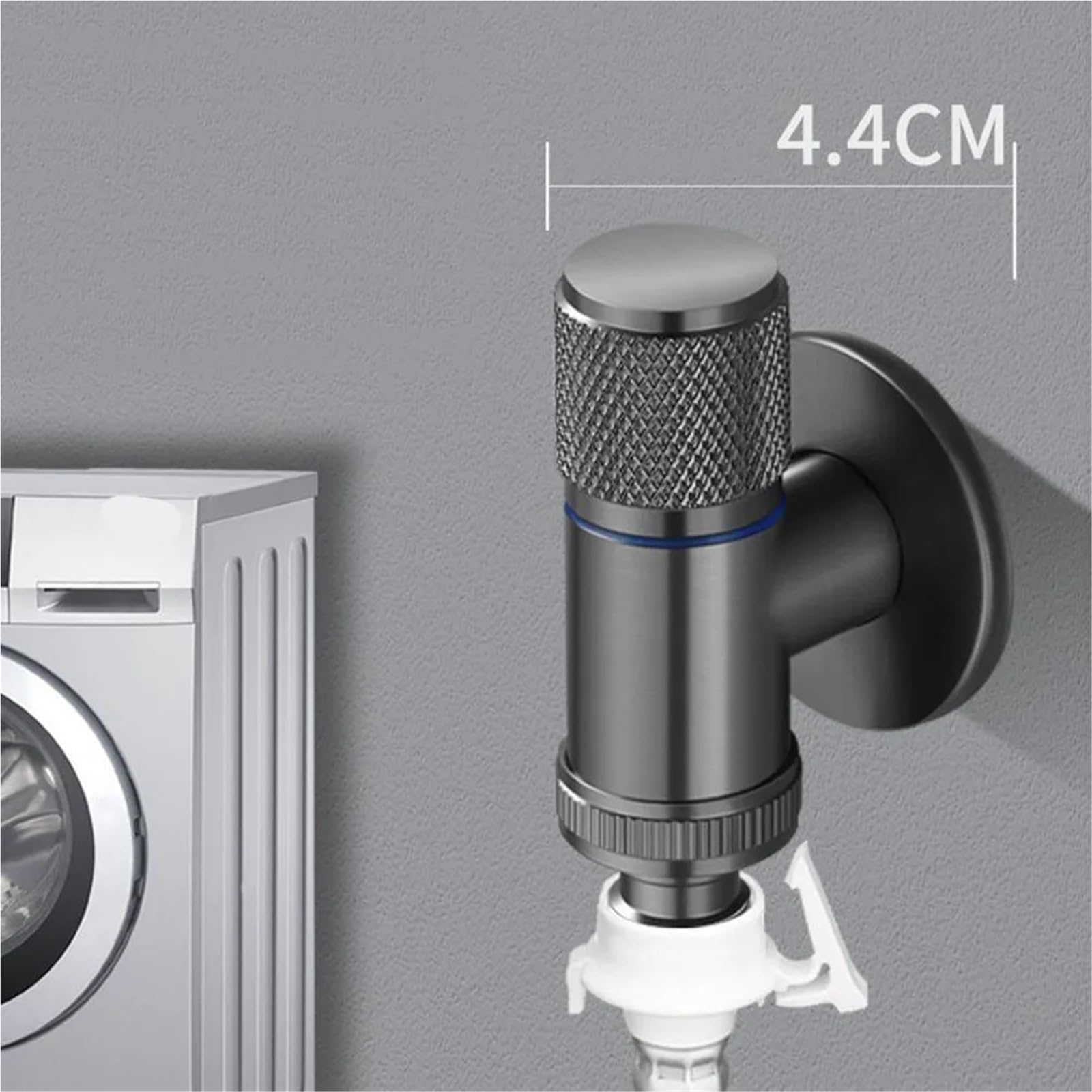 CMBSSTFC Rubinetti per Lavatrice in Rame Rubinetto per Scarico Acqua Singolo in Ottone Cromato a Parete Fredda Cromato Opaco(Argento)
