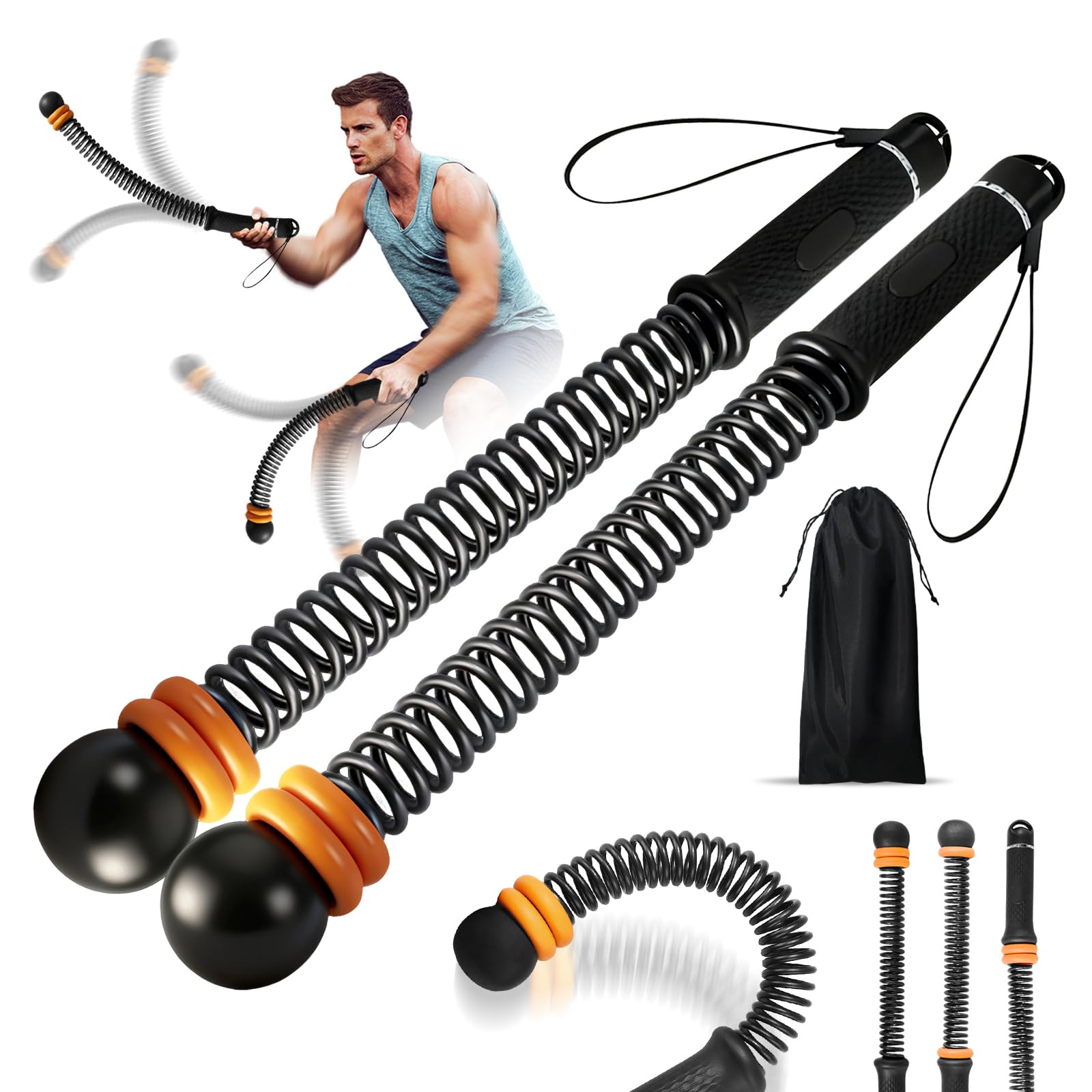 2 pezzi Battle Rope, fune pesante da allenamento, Corde da Battaglia, Corde Pesanti per Allenamento, impugnatura antiscivolo per interni all'aperto, allenamento (Nero)