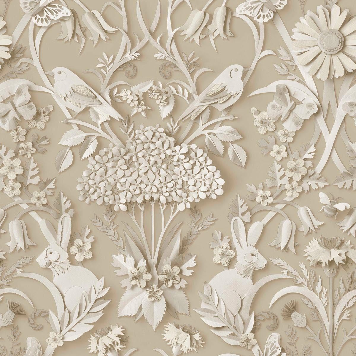 Yöl Natural Fine Decor Woodland Wallpaper Floral Leaves Animal Print Feature Wall