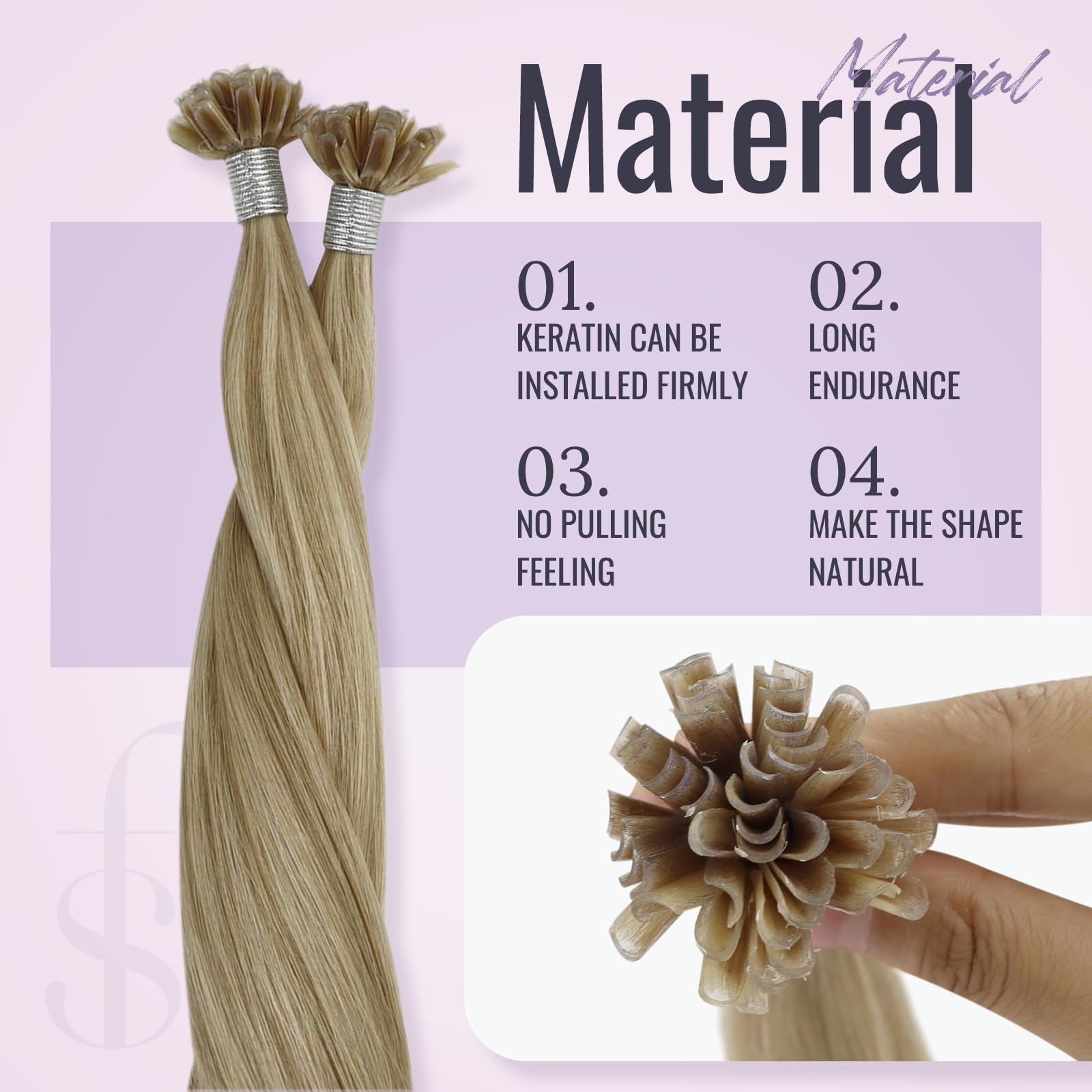 Fshine Extension Umani Cheratina Capelli 35CM 50g Capelli Veri Lisci Extension 1g/ciocca U Tip Extension Golden Bionda Highlight Biondo Chiaro Hair Keratin Extension #16P22