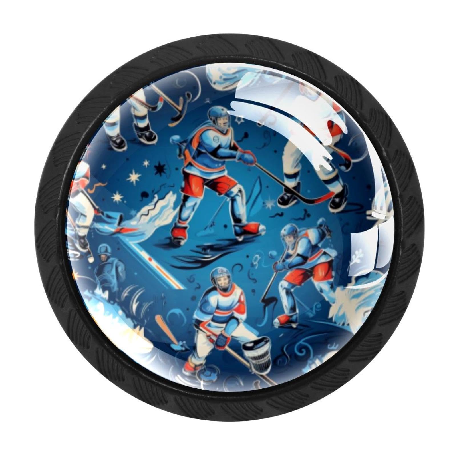 Chenzzzz Multicolored 07 4 Pack Black Ice Hockey Cabinet Pulls With Screws, Kitchen Cabinet Knobs Hardware