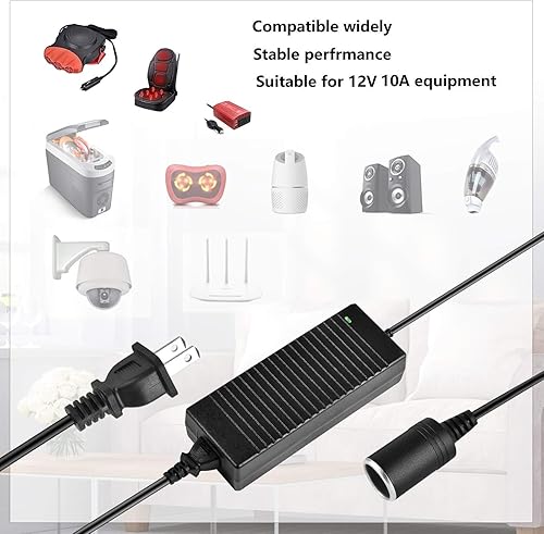 Miniatura 7 de Shentian Fuente de alimentación para encendedor de cigarrillos, adaptador de CA a CC de 110 V-240 V a 12 V, convertidor de cargador de alimentación