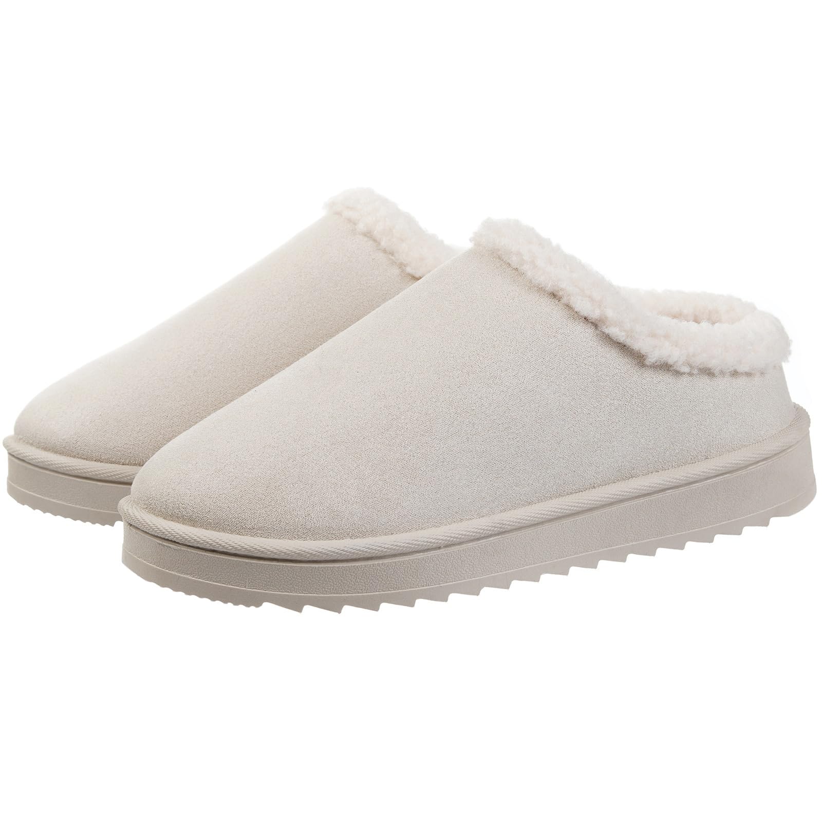 Harssidanzar Damen Pantoffeln aus Wildleder mit Kunstfellfutter WinterSchuhe CL207EU