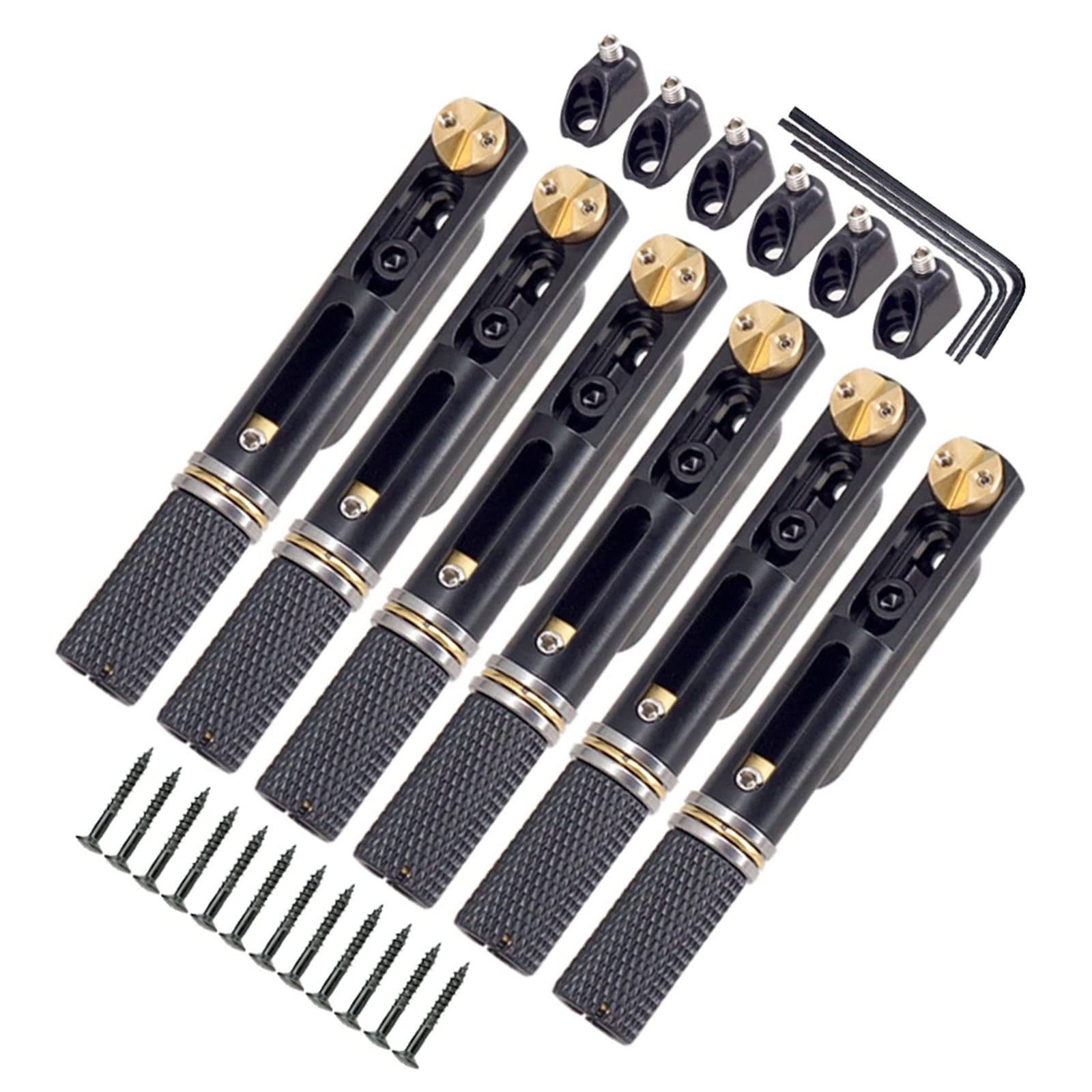 Ponte per Chitarra elettrica Ponte per Chitarra A Sella in Metallo A 6 Corde con Dado E Chiave Inglese per Parti di Ricambio per Chitarra Elettrica (Color : BK)