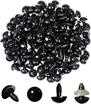 ASTRQLE 50PCS 18MM 0.7" Black Plastic Solid Safety Eyes with Washer for Bear Doll Craft Puppet Plush Animal Stuffed Toys DIY Sewing